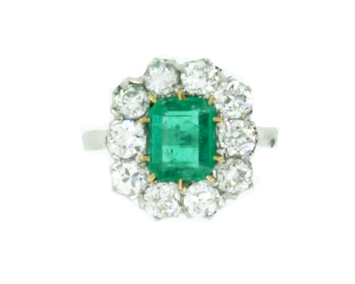 Edwardian Emerald & Diamond Cluster Ring