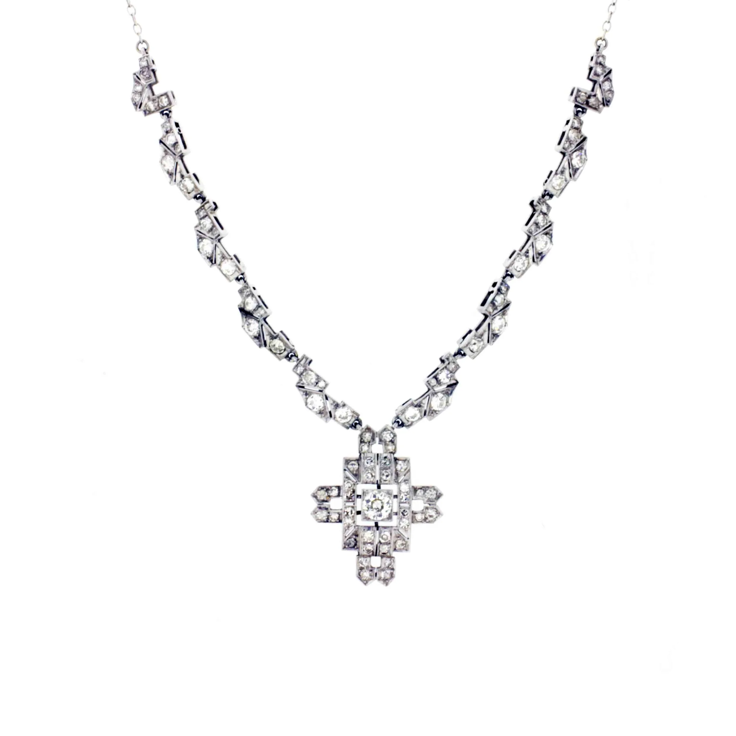 Art Deco Diamond Drop Fringe Necklace