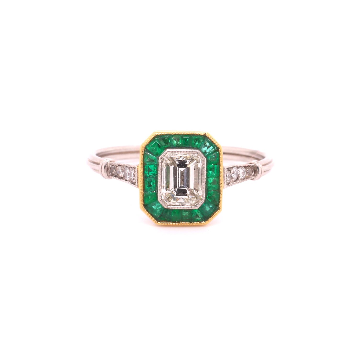 Flaxman Fine Jewellery — Art Deco Style Emerald & Diamond Square Cluster  Ring