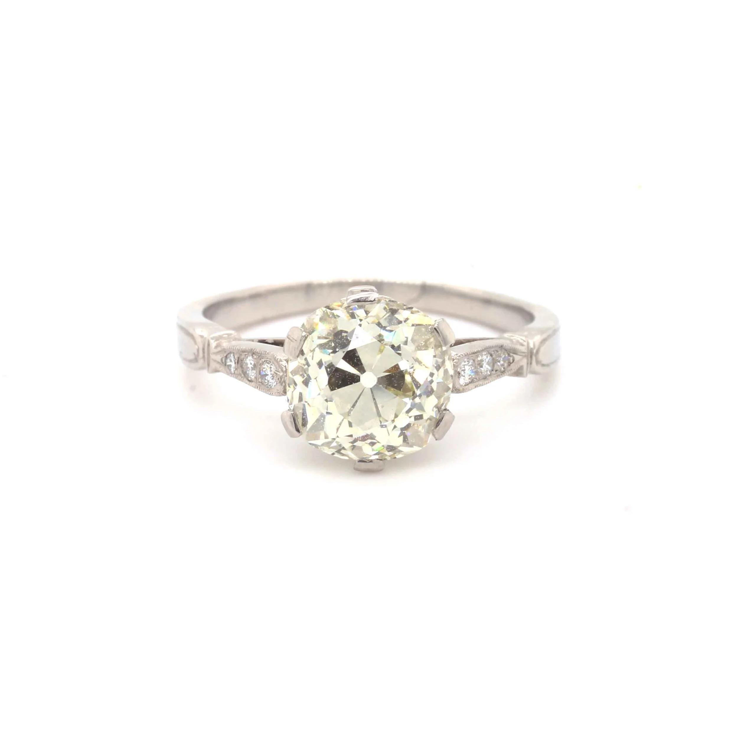 Edwardian 2.38ct Cushion Cut Diamond Ring