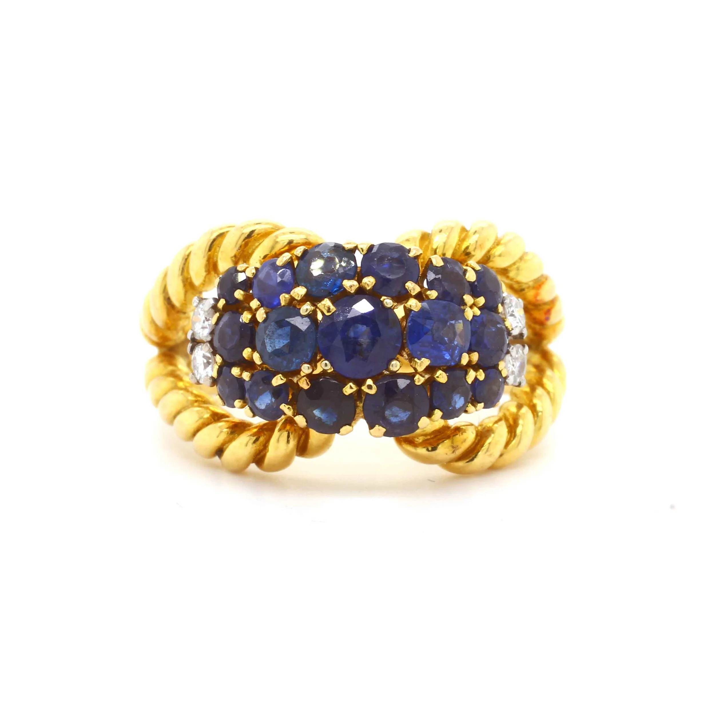Vintage Sapphire &amp; Diamond Knot Ring