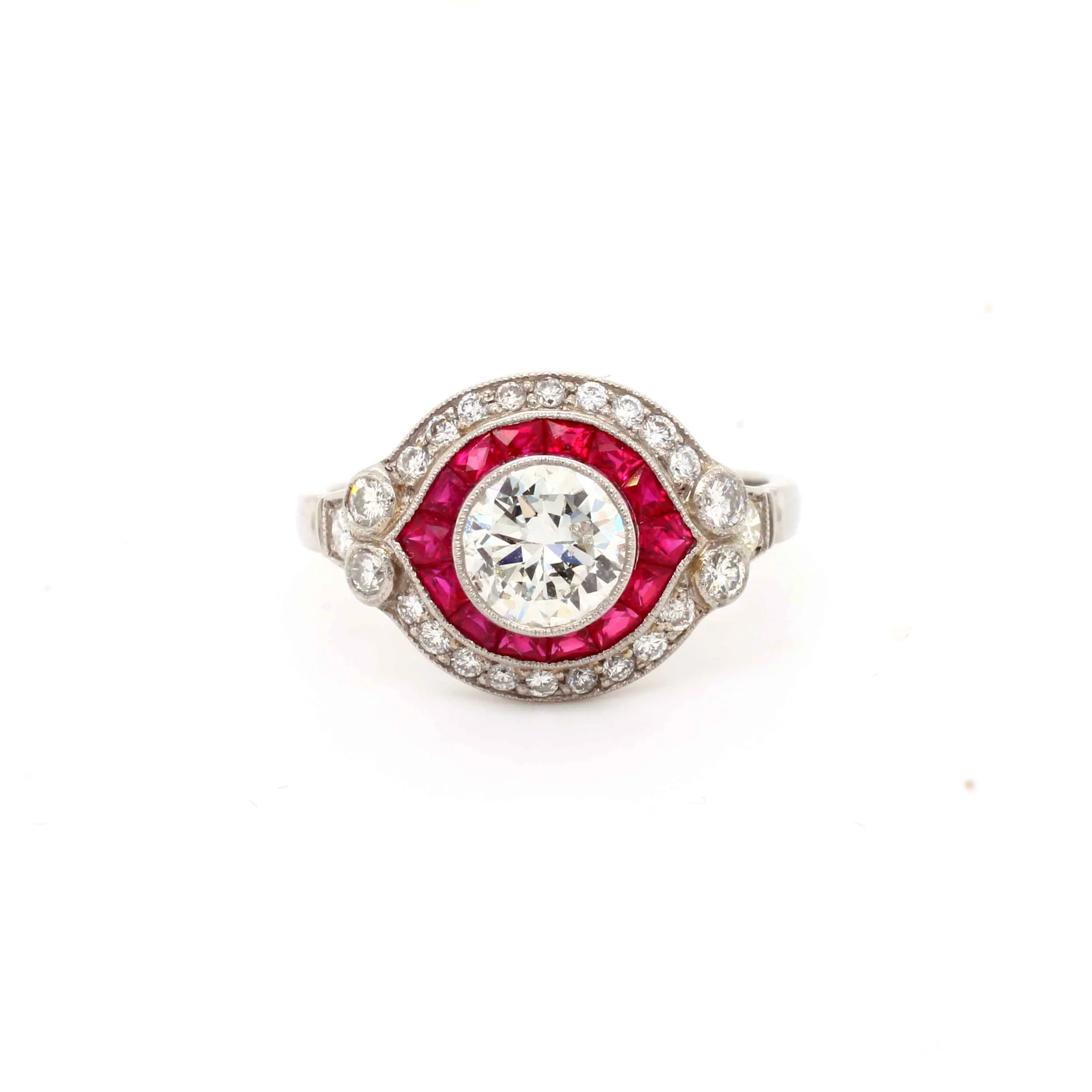 0.91ct Diamond Ruby Cluster Target Eye Ring (Copy)