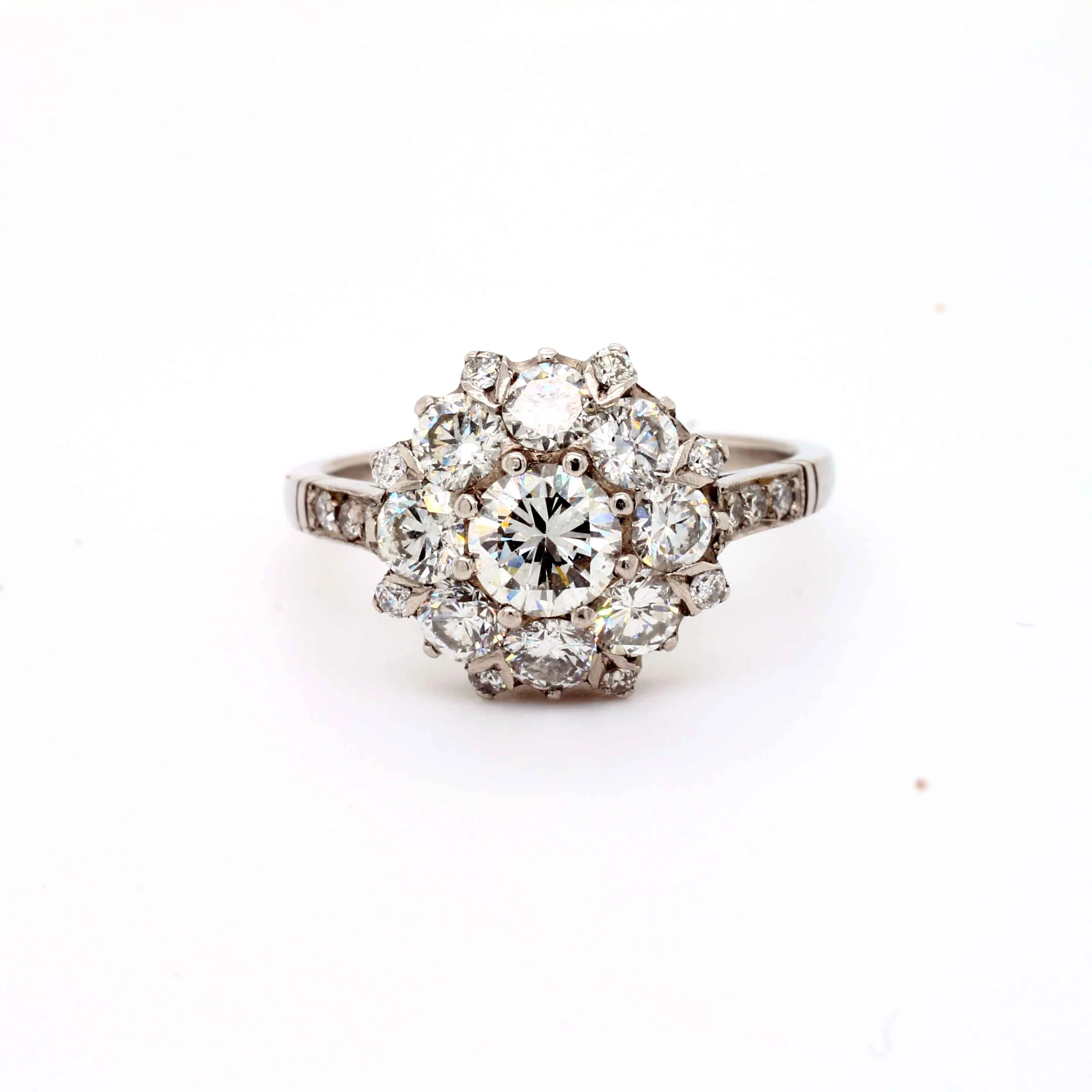 Art Deco Style Diamond Target Cluster Ring 