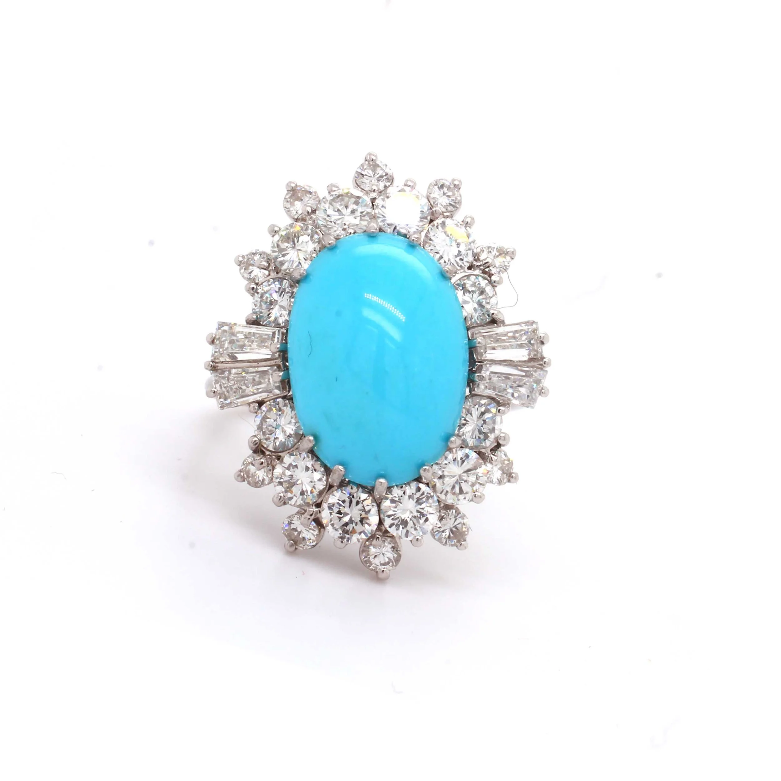 ntage Turquoise &amp; Diamond Cluster Ring 