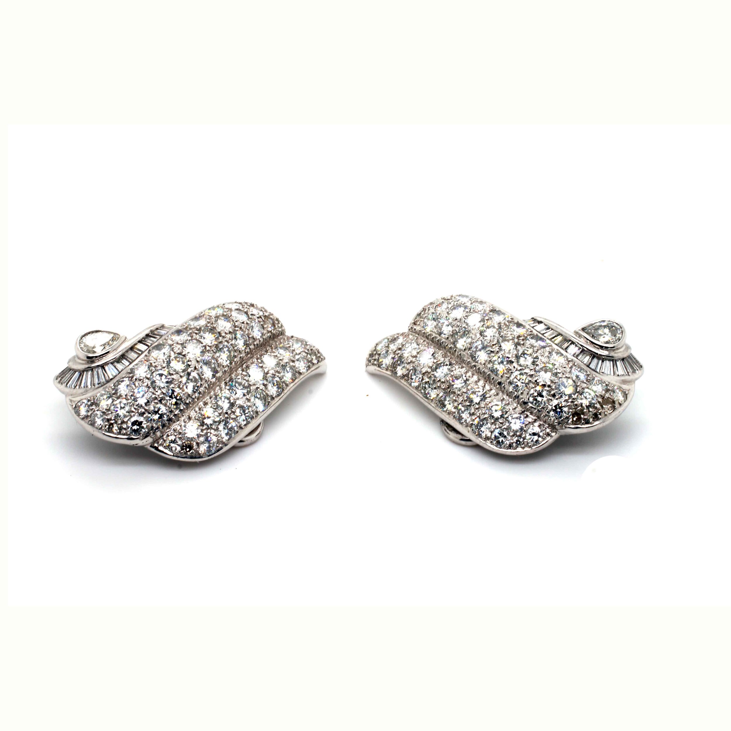 Art Deco Diamond Clip Earrings