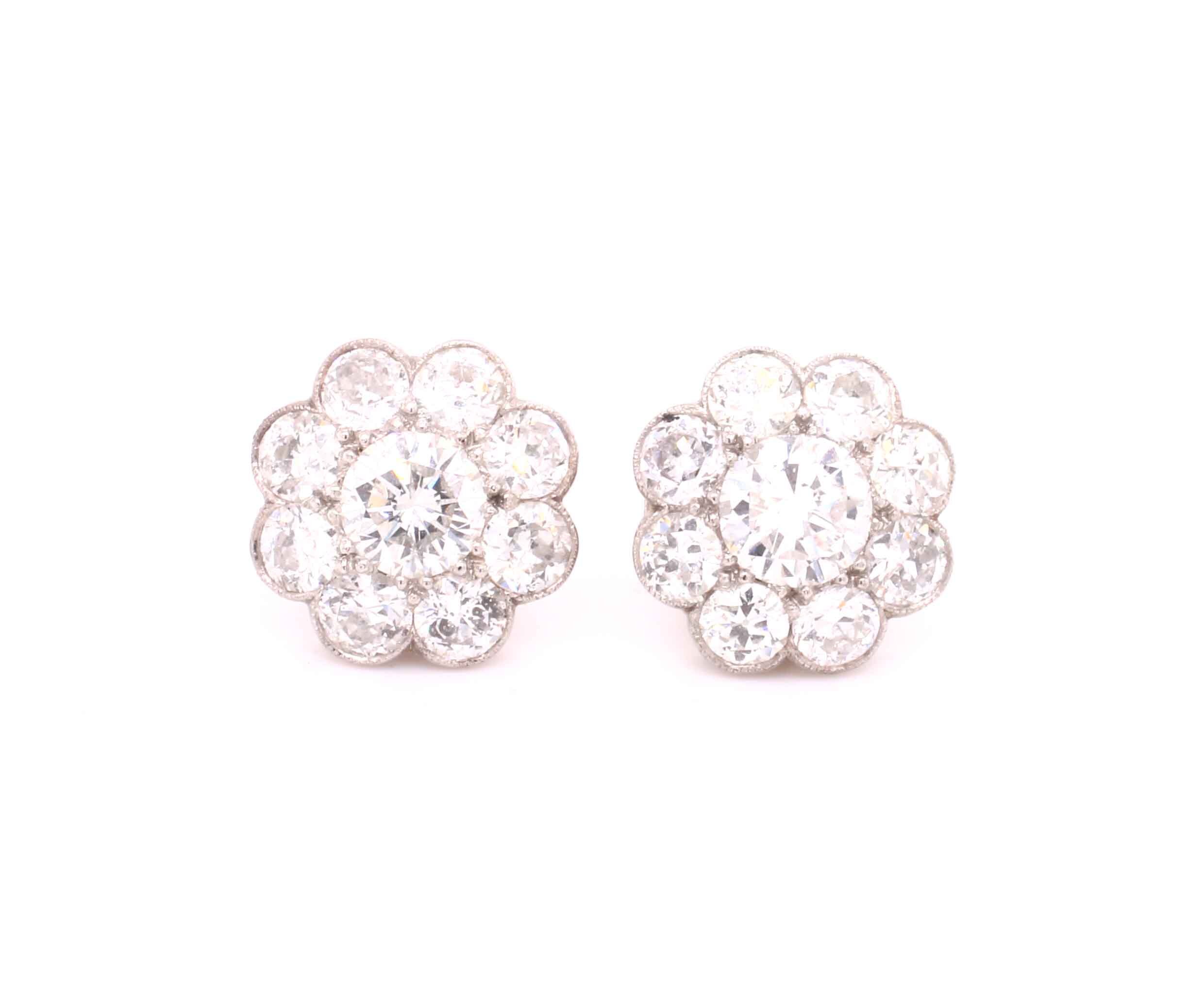Diamond Daisy Cluster Earrings