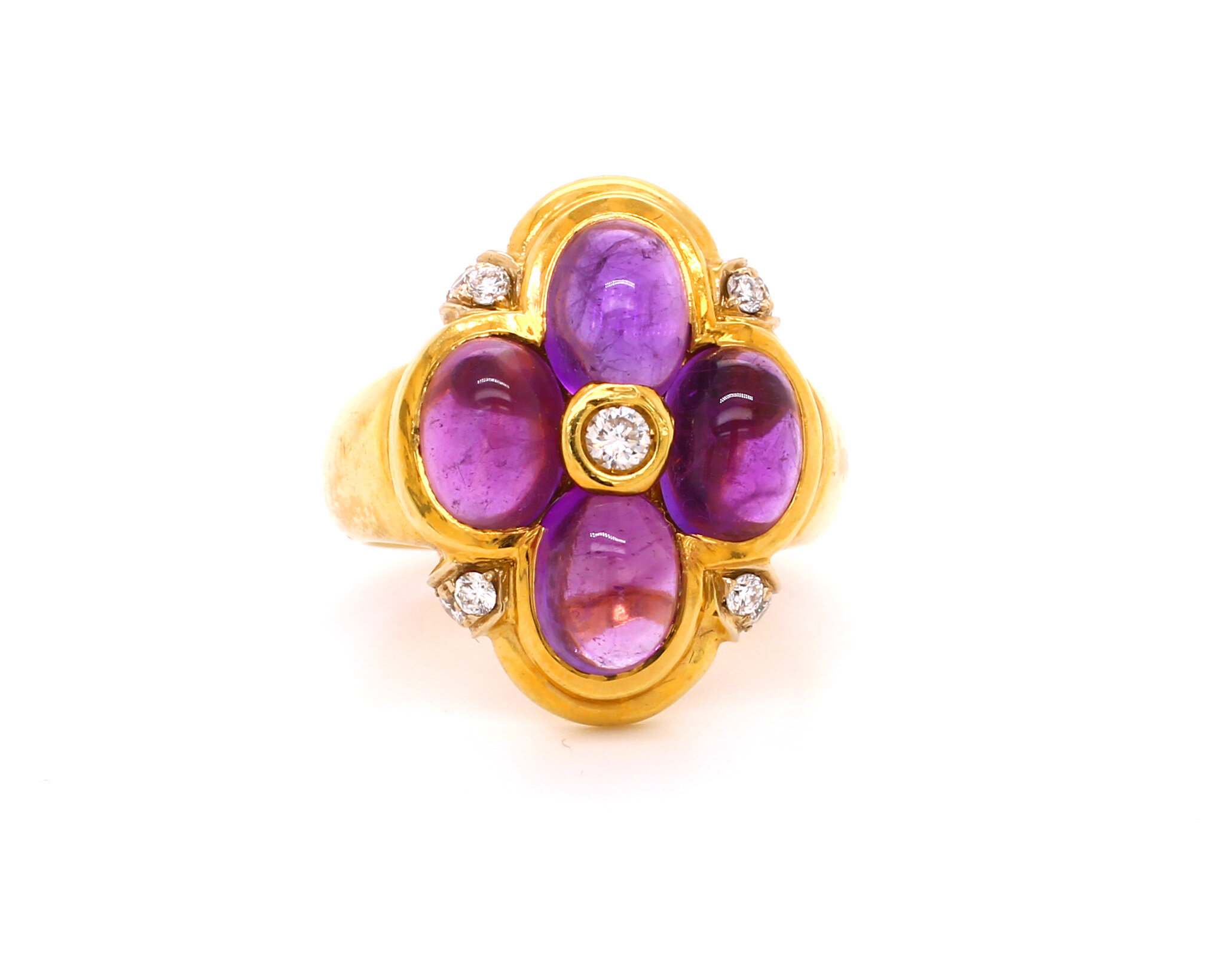 Vintage Amethyst &amp; Diamond Cluster Ring