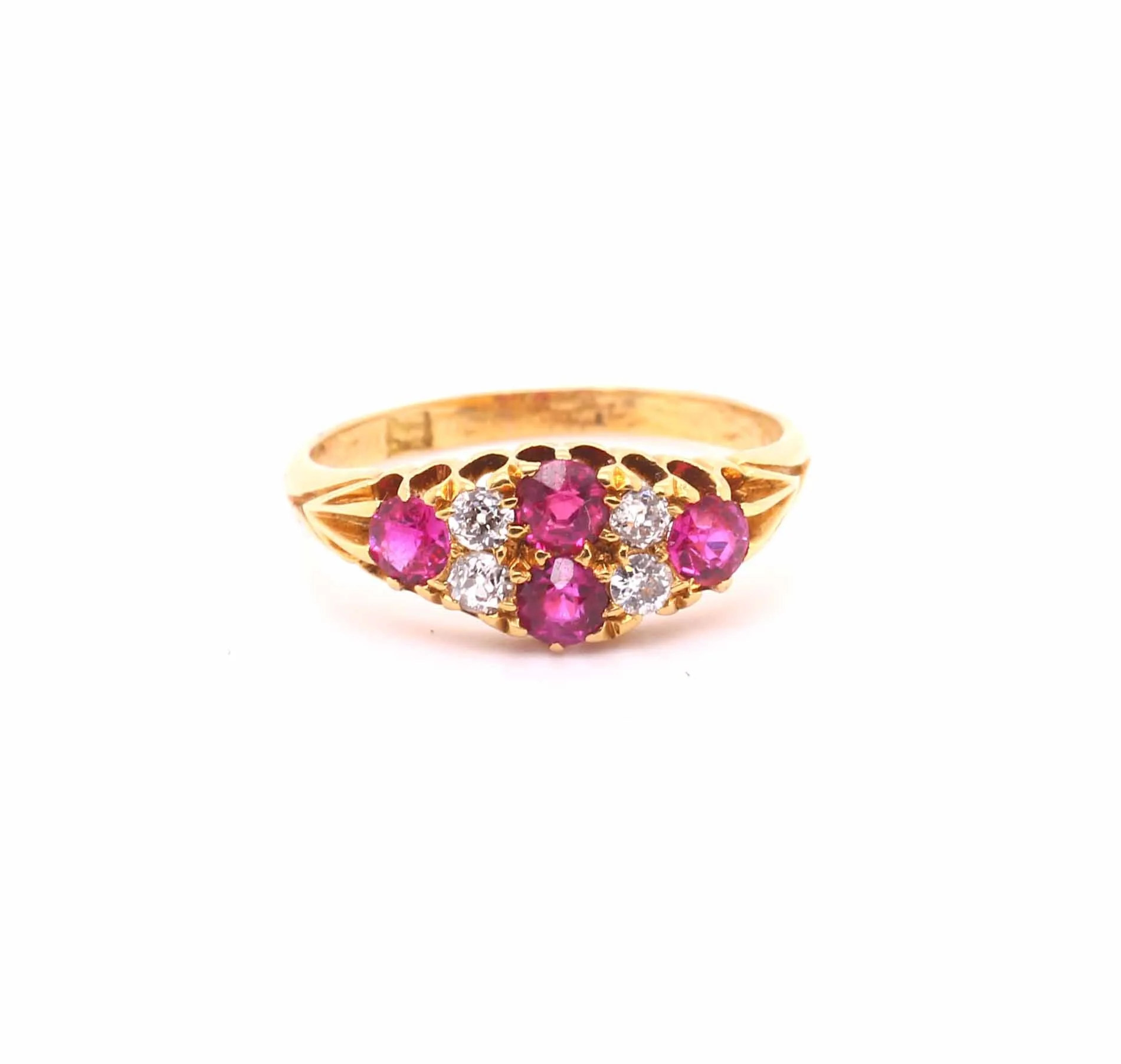 Victorian Ruby &amp; Diamond Cluster Ring
