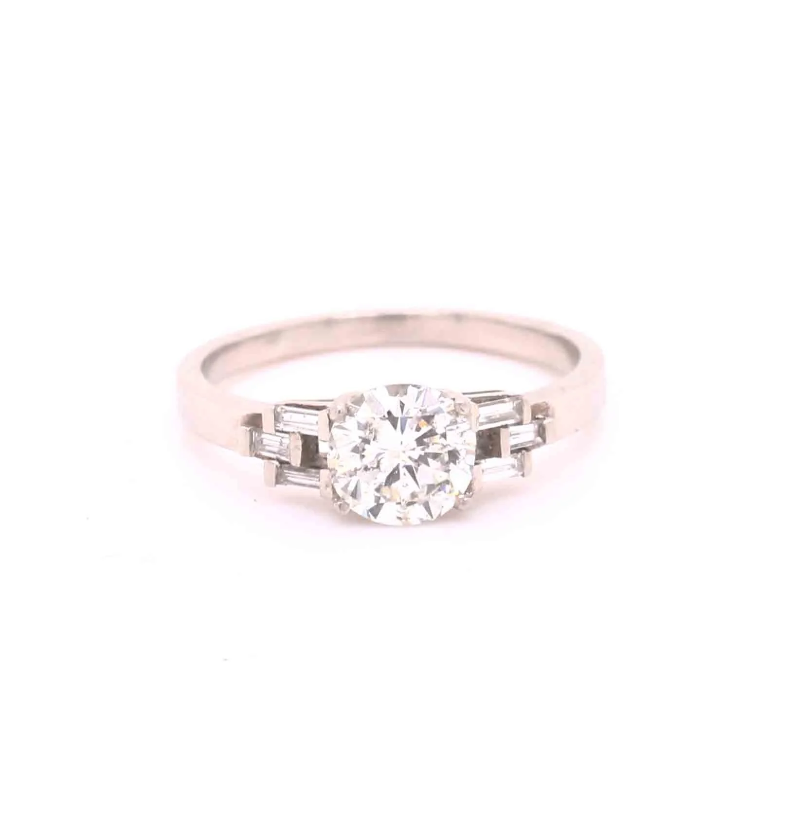 0.96ct Brilliant &amp; Baguette Cut Diamond Ring