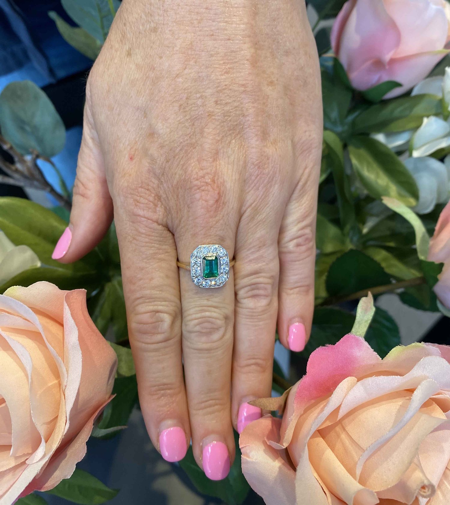 Flaxman Fine Jewellery — Art Deco Style Emerald & Diamond Ring