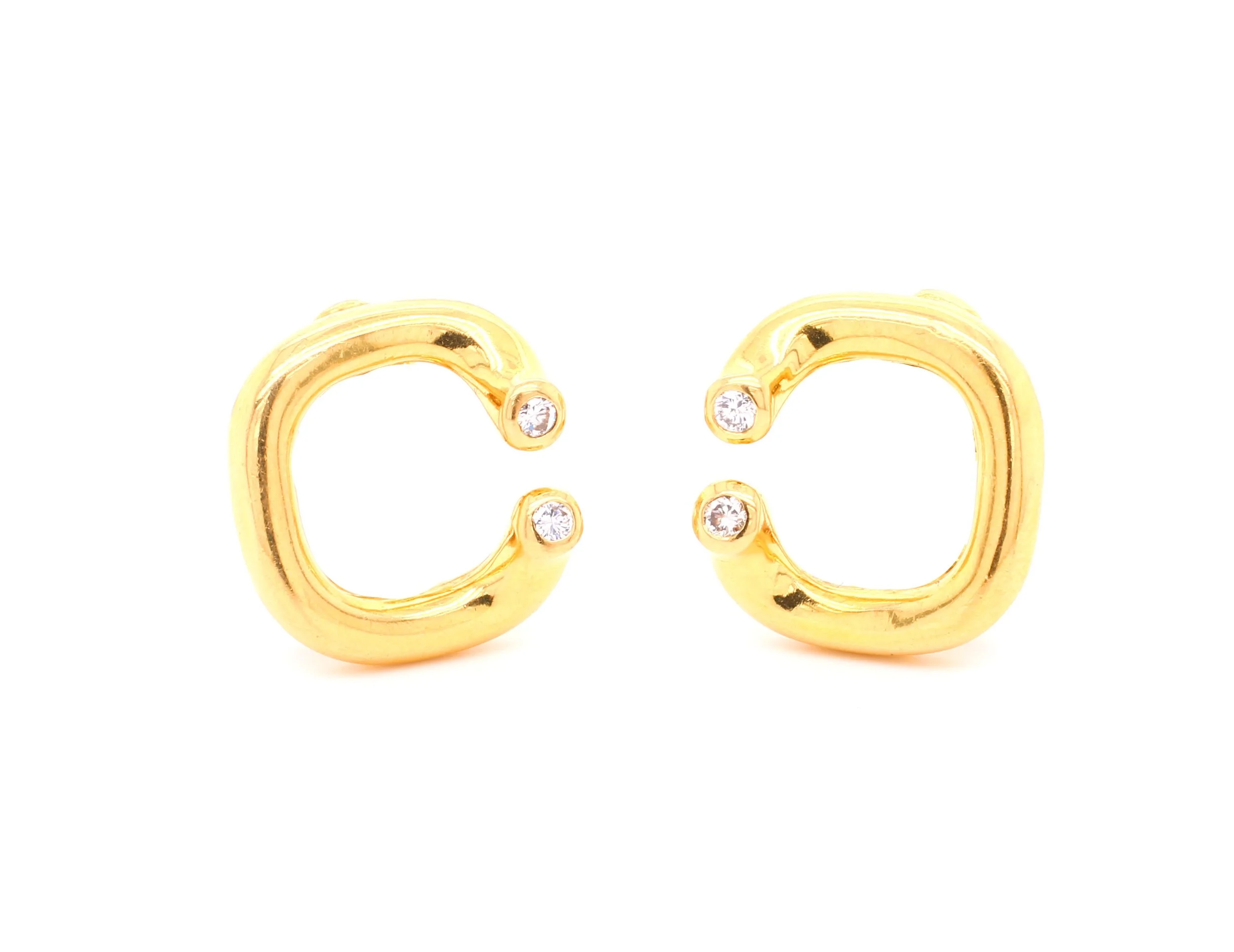 Vintage Gold Diamond C Earrings 