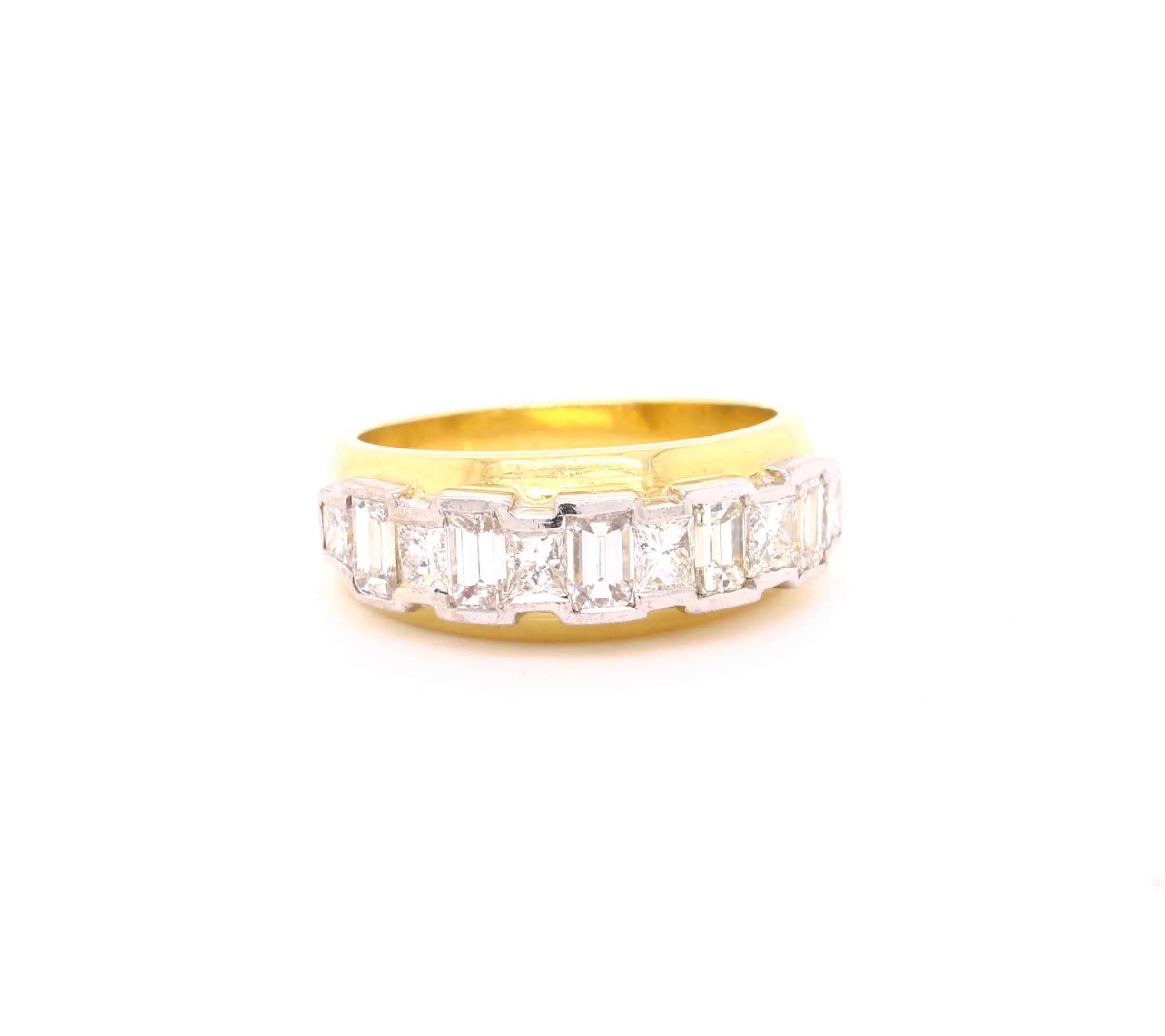 Contemporary Princess &amp; Emerald Cut Diamond Half Eternity Ring