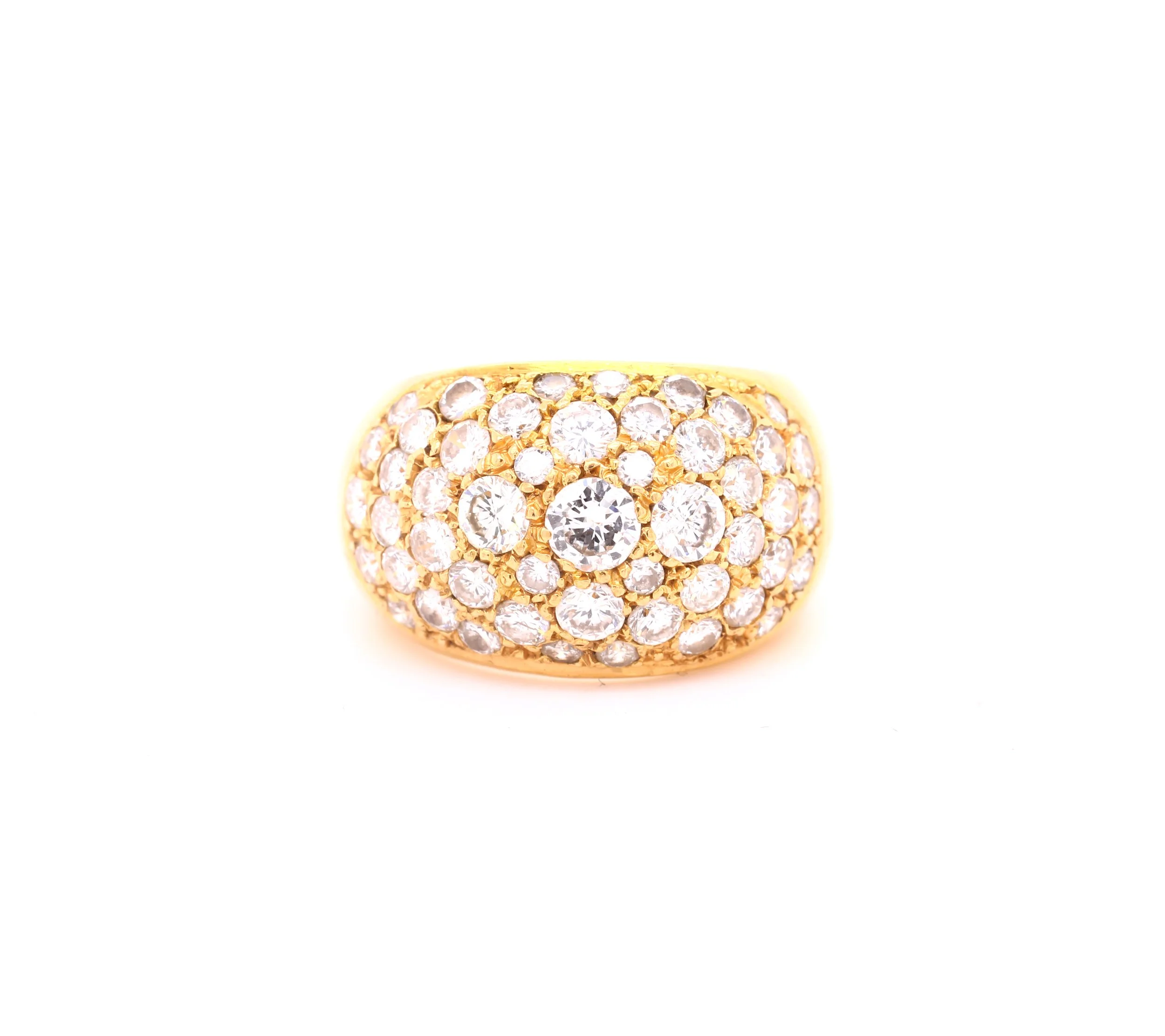 Vintage Pave Set Diamond Bombe Ring 