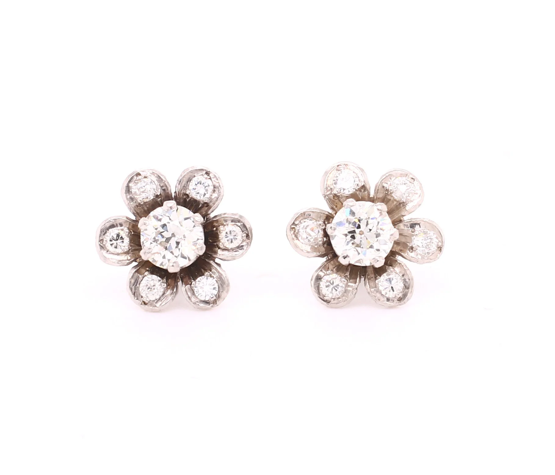 Victorian Diamond Daisy Cluster Earrings