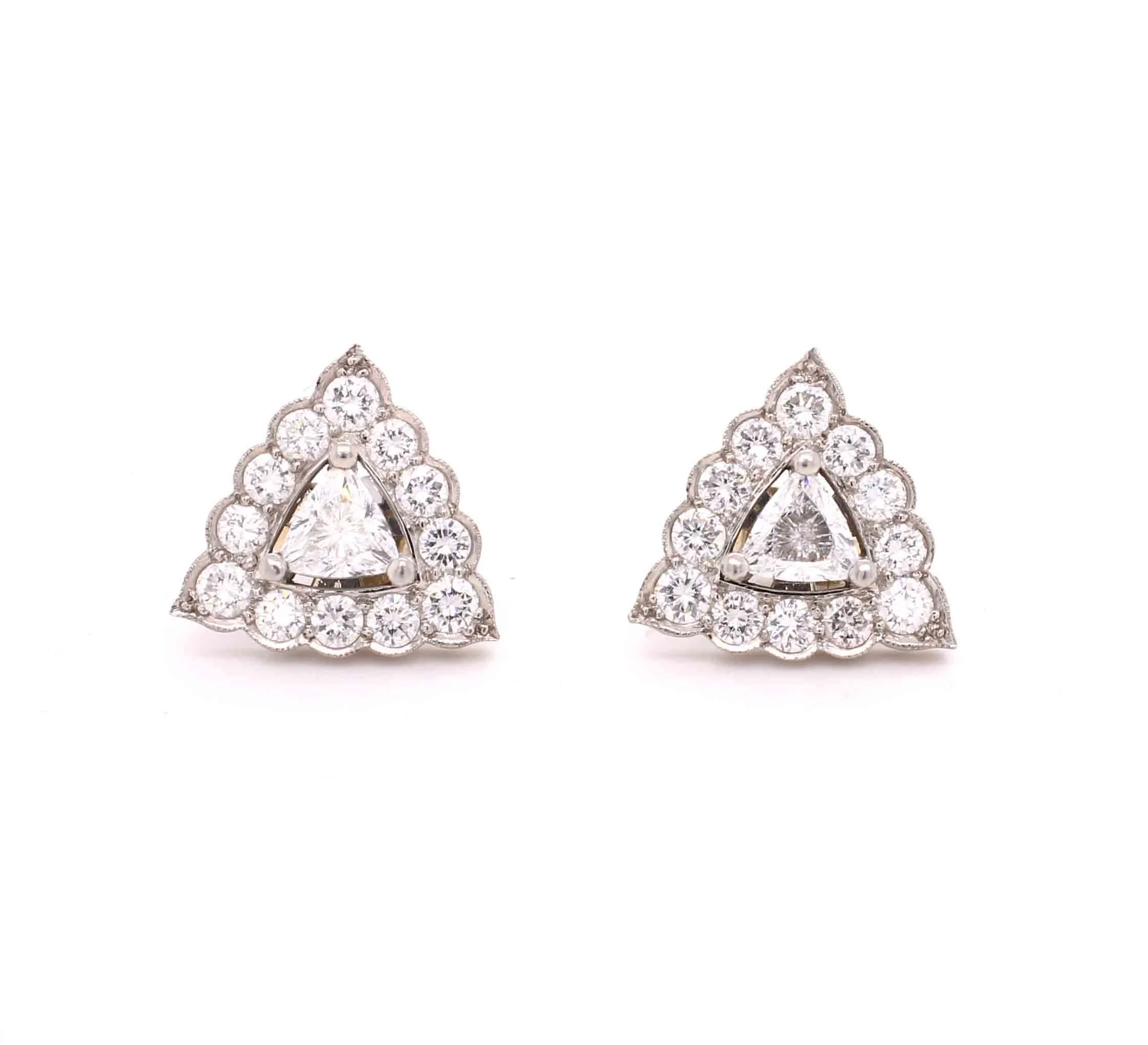 Contemporary Triangular Diamond Cluster Earrings