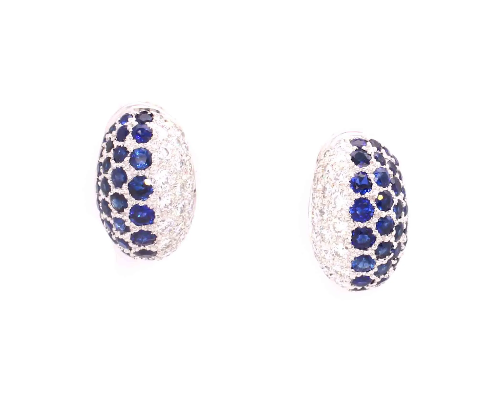 Vintage Sapphire & Diamond Bombe Cluster Earrings