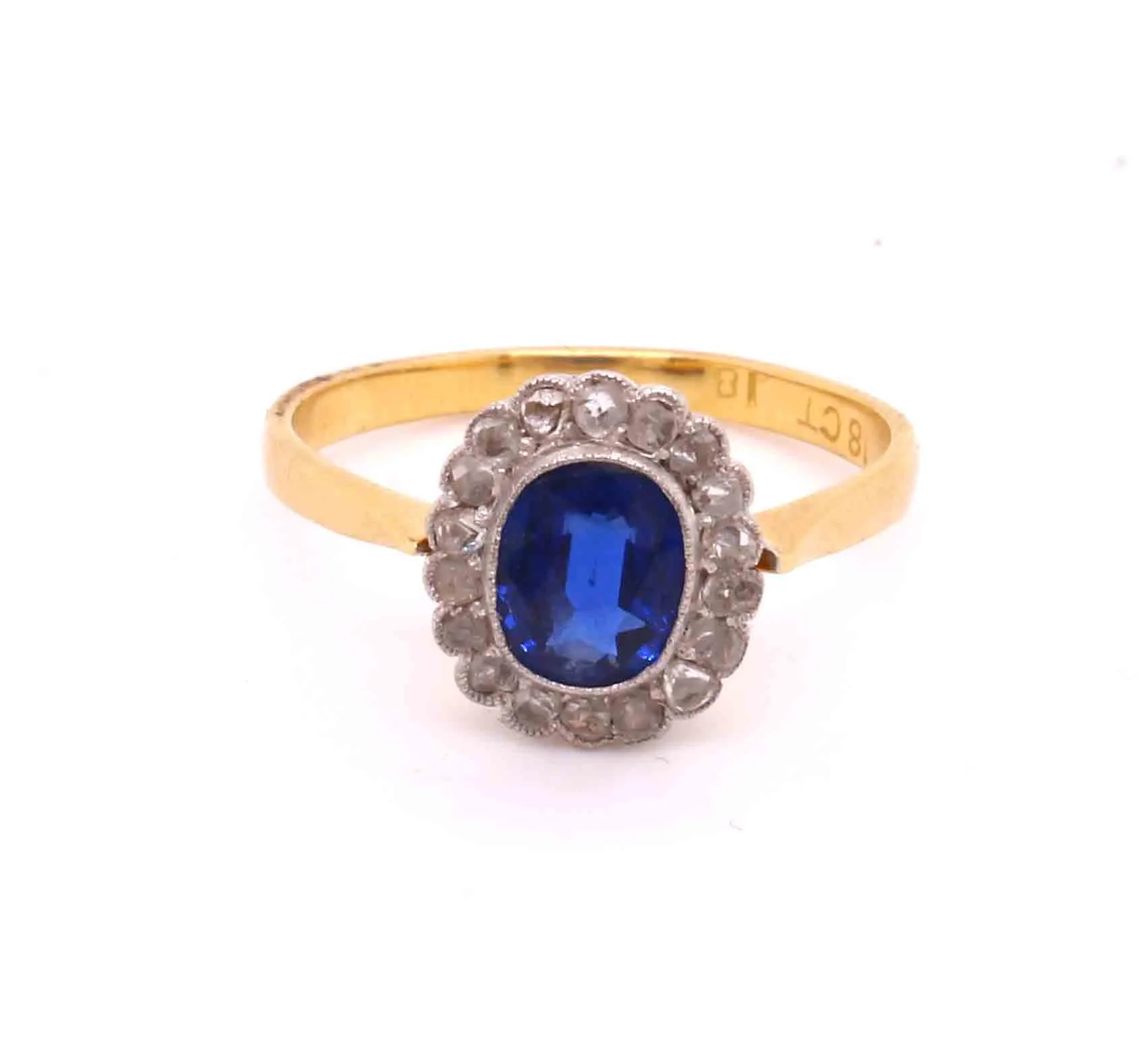 Victorian Sapphire & Rose Cut Diamond Cluster Ring