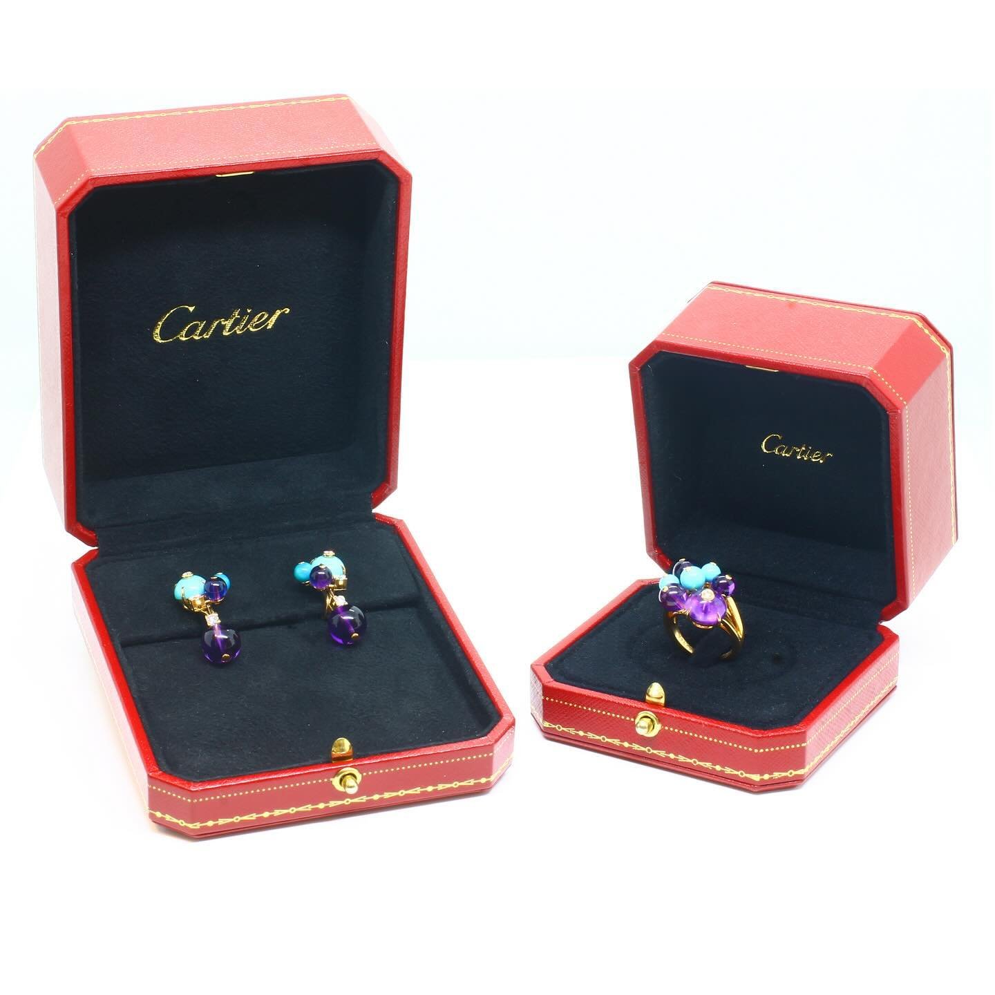 Vintage Cartier Les Delices De Goa ring and earring suite mounted in 18ct yellow gold. With original Cartier certificate. Circa 2000 #cartier #cartierjewellery #cartierring #cartierearrings #vintagecartier #antiquejewellery #vintagejewellery #vintage