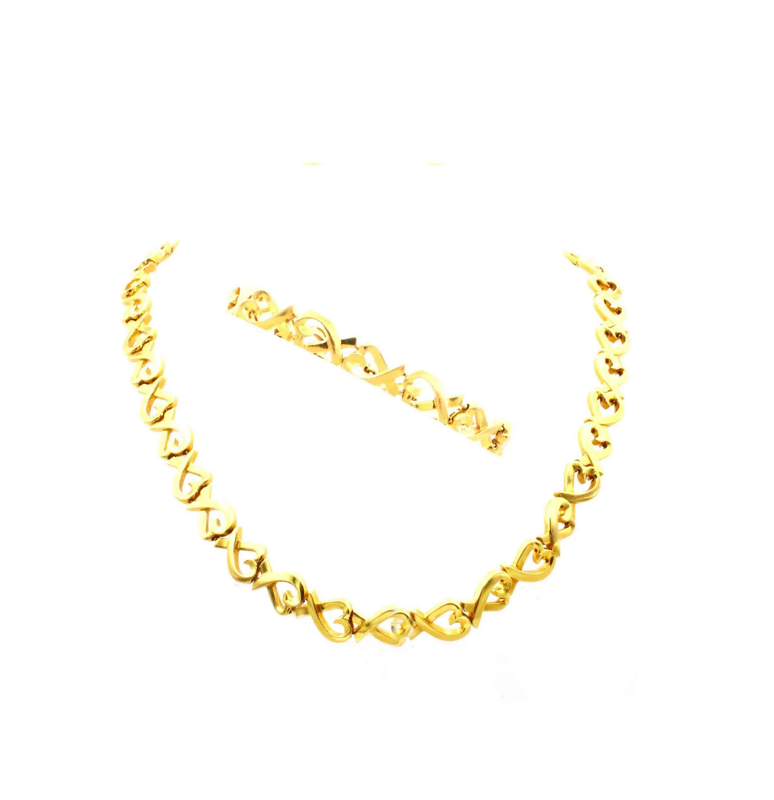 Vintage Paloma Picasso Gold Necklace & Bracelet Suite by Tiffany
