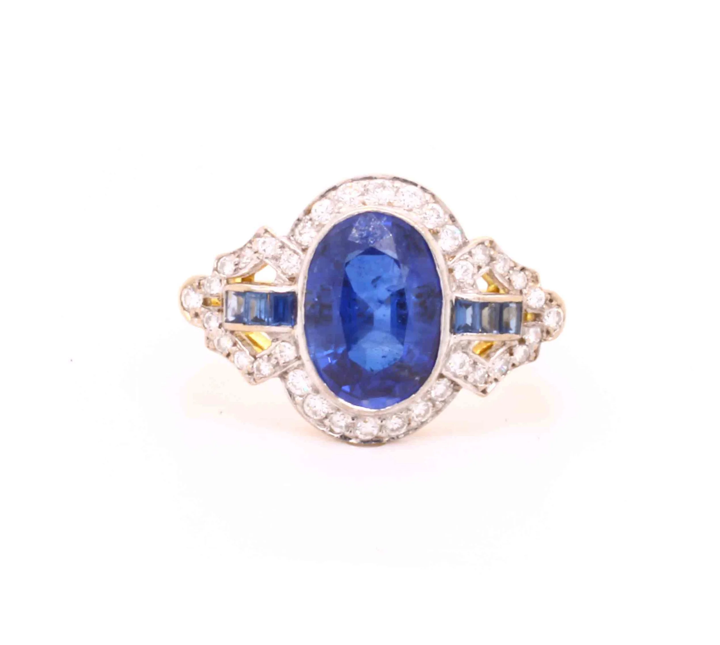 Vintage Madagascan Sapphire & Diamond Oval Cluster Ring