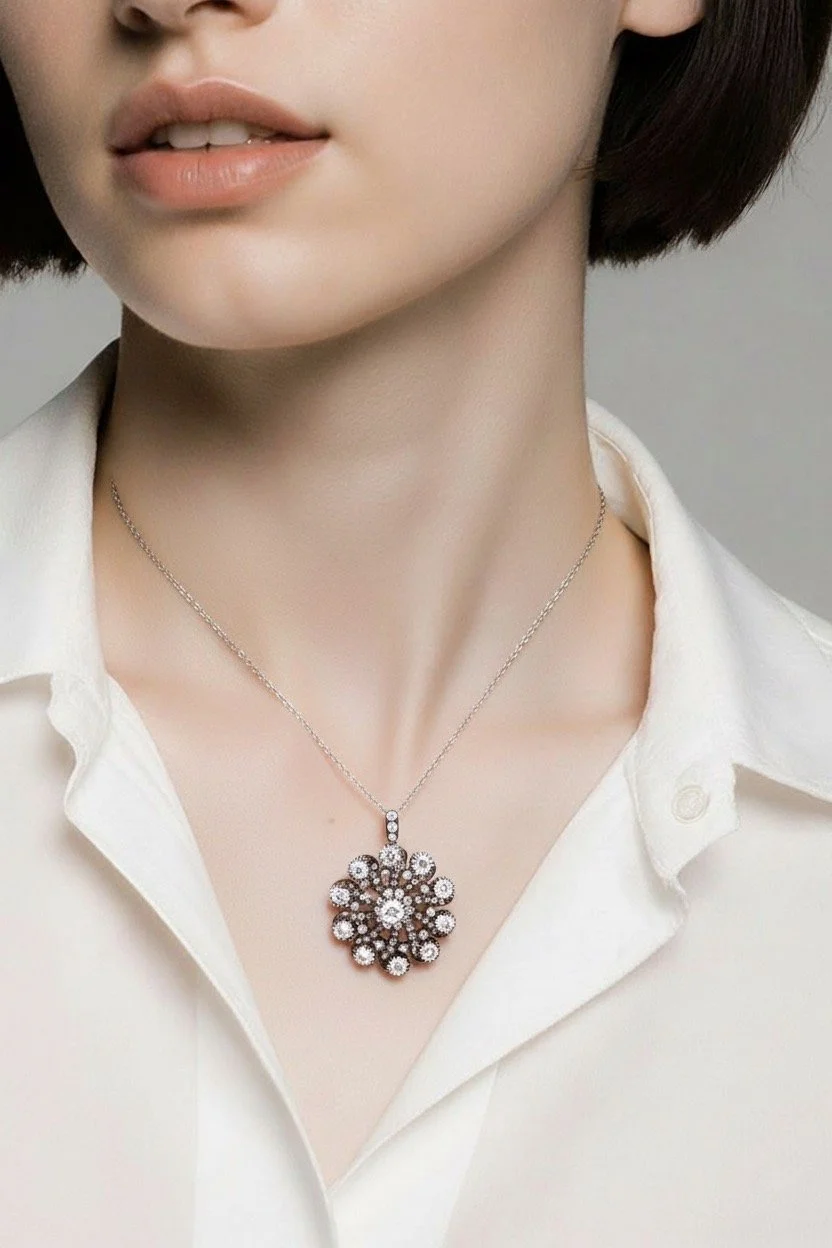 Victorian Diamond Starburst Pendant Brooch