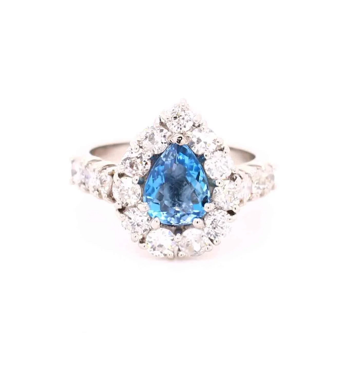 Exclusive Bespoke Aquamarine & Diamond Cluster Ring