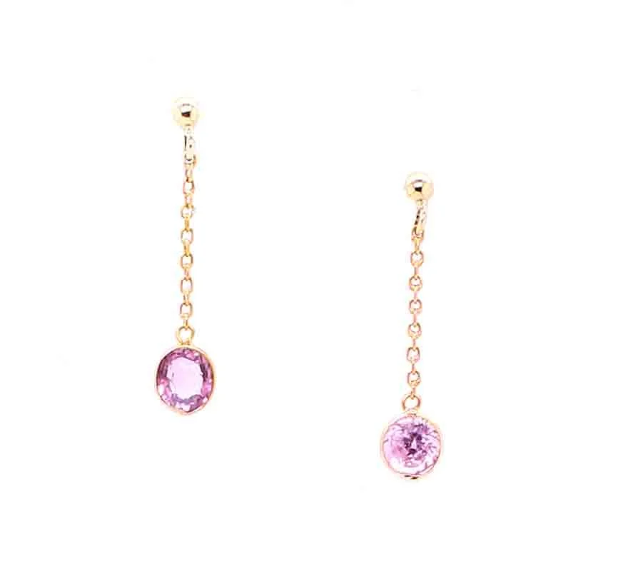Vintage Pink Sapphire Drop Earrings