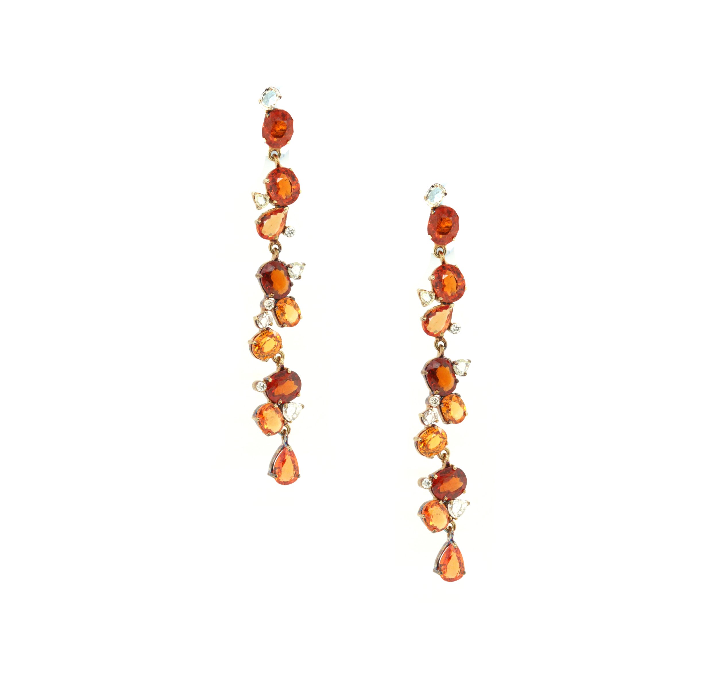 Vintage Almandine Garnet & Diamond Drop Earrings