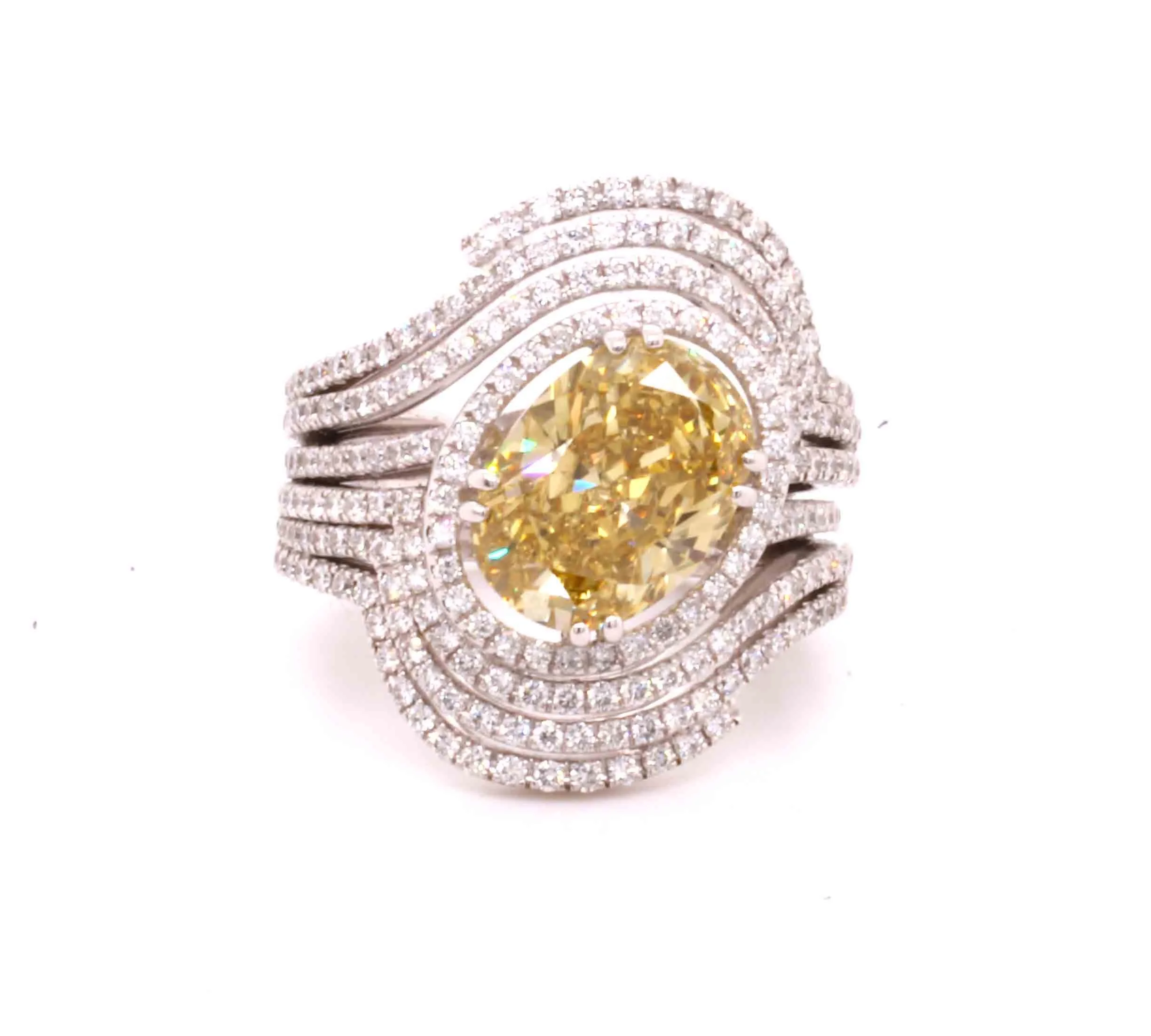 Contepmporary 3.84ct Fancy Yellow Diamond Cluster Ring by Harrods
