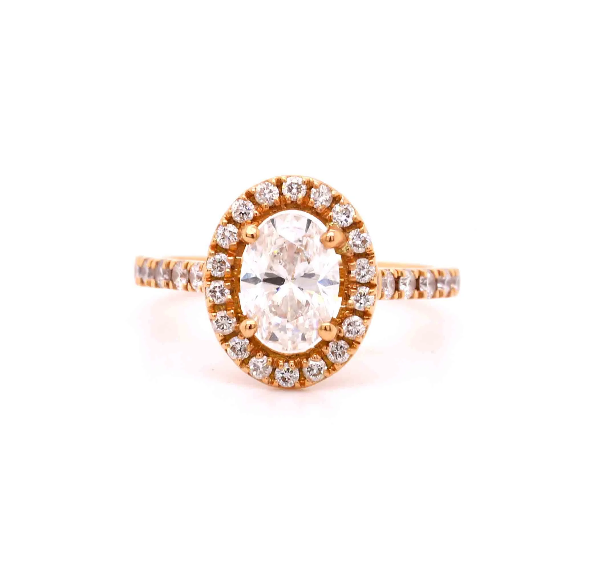 Contemporary 1.01ct Oval Diamond Halo Cluster Ring