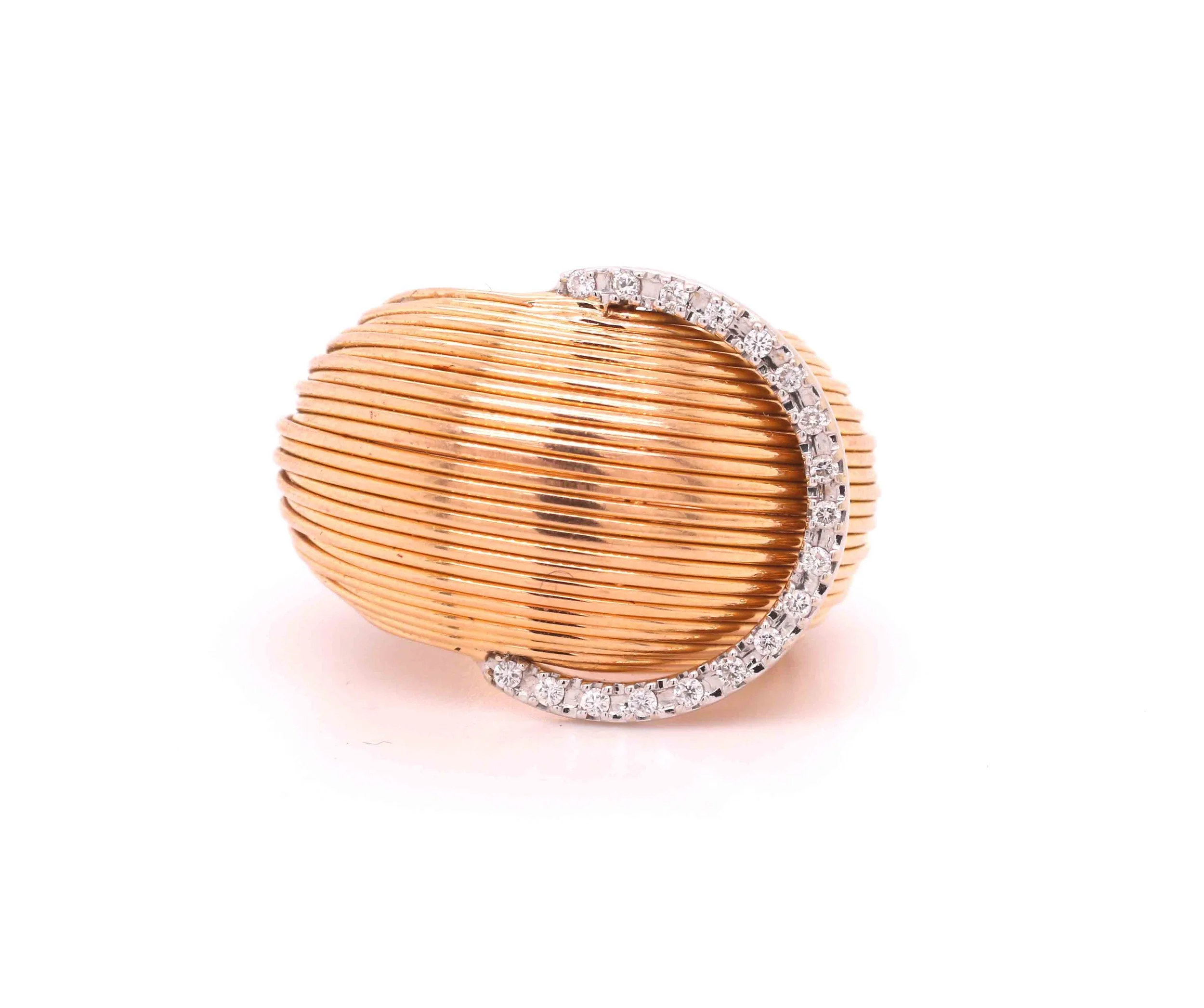Vintage Italian Diamond Bombe Ring