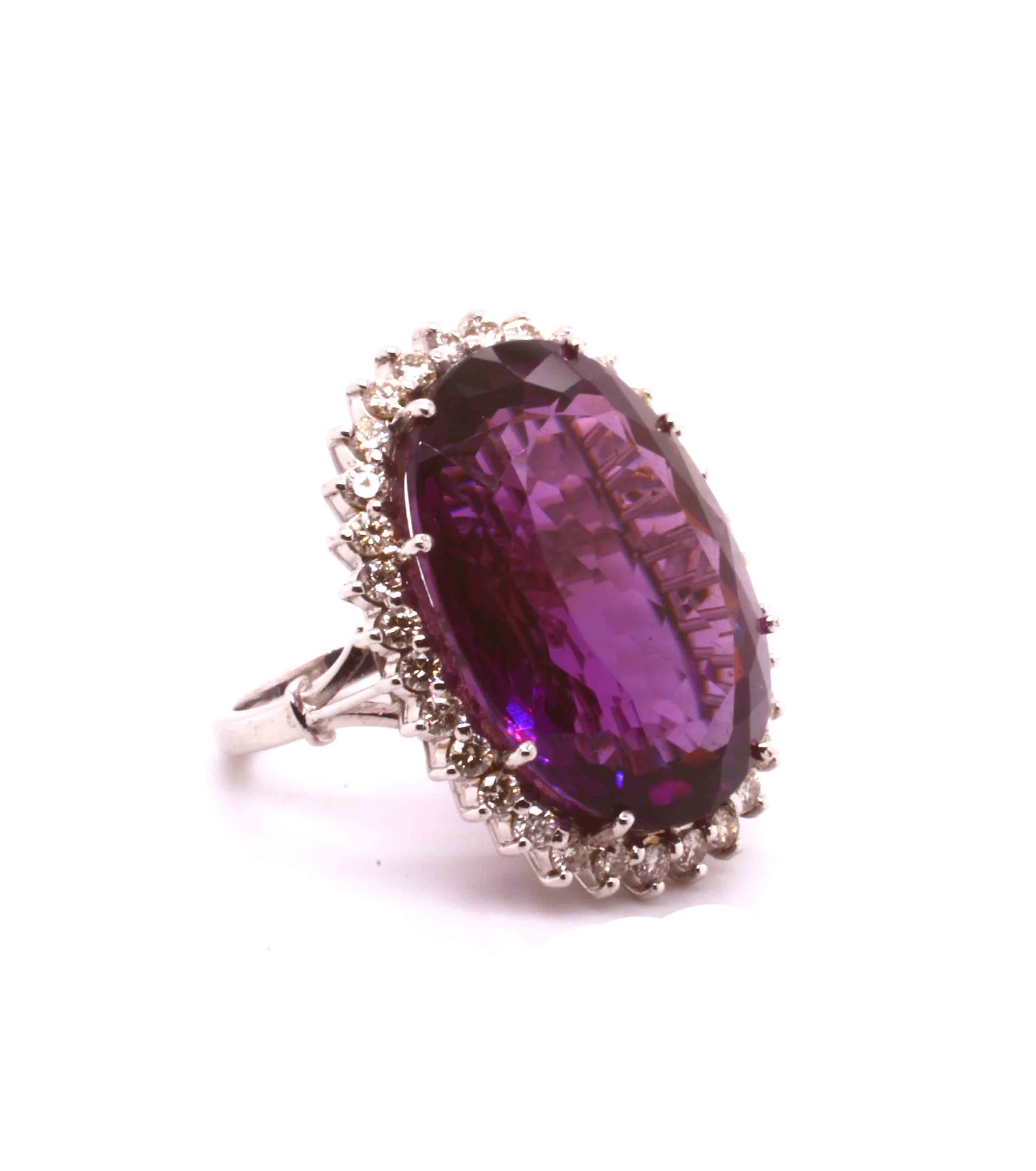 Contemporary Amethyst & Diamond Oval Cluster