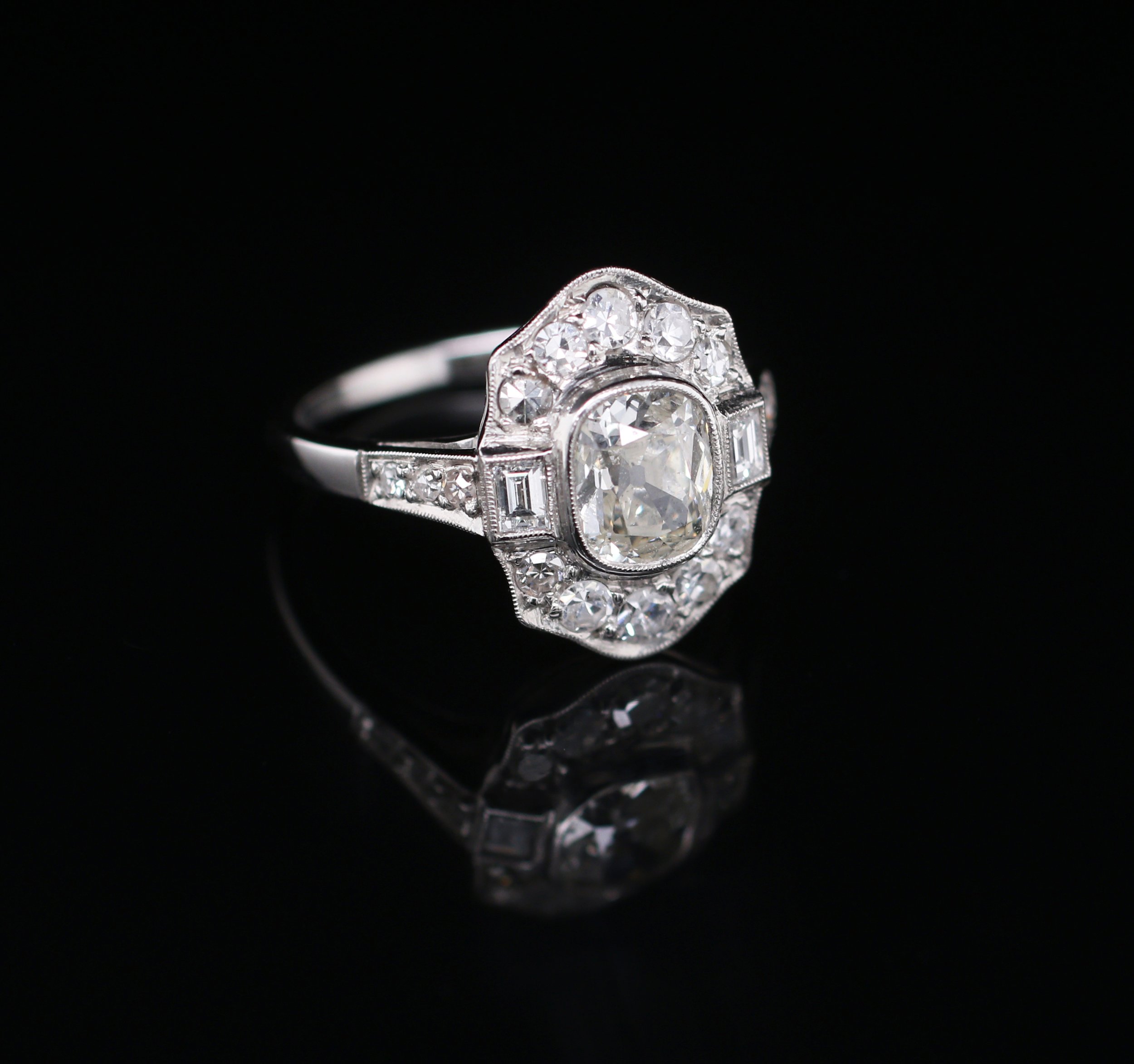 Exclusive Art Deco Style Diamond Cluster Ring