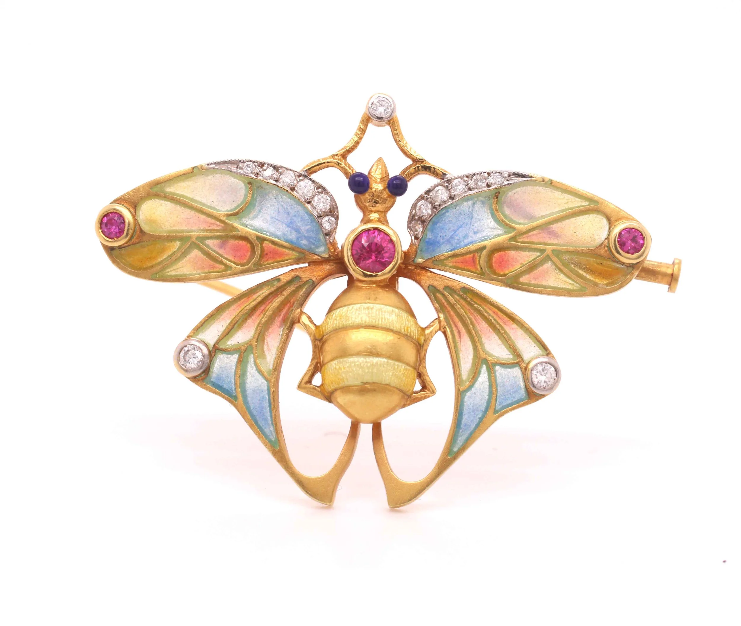 Masriara Plique-A-Jour Enamel Butterfly Pendant / Brooch