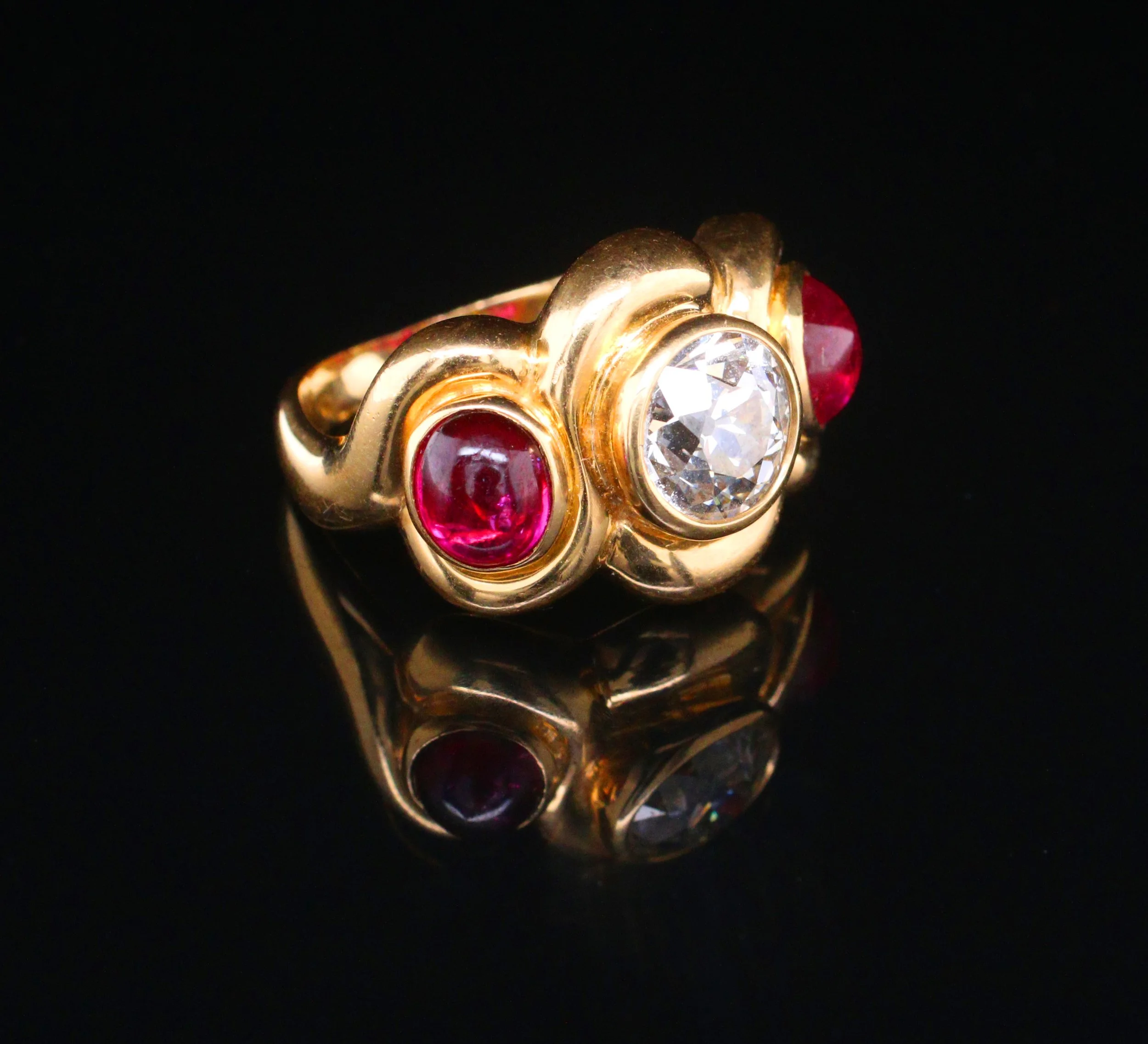 Ruby & Diamond 3 Stone Ring