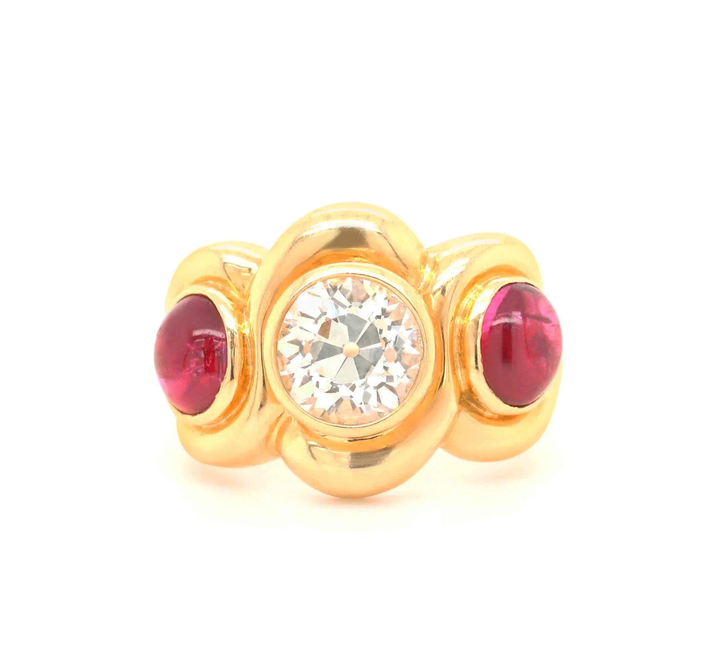 Ruby & Diamond 3 Stone Ring