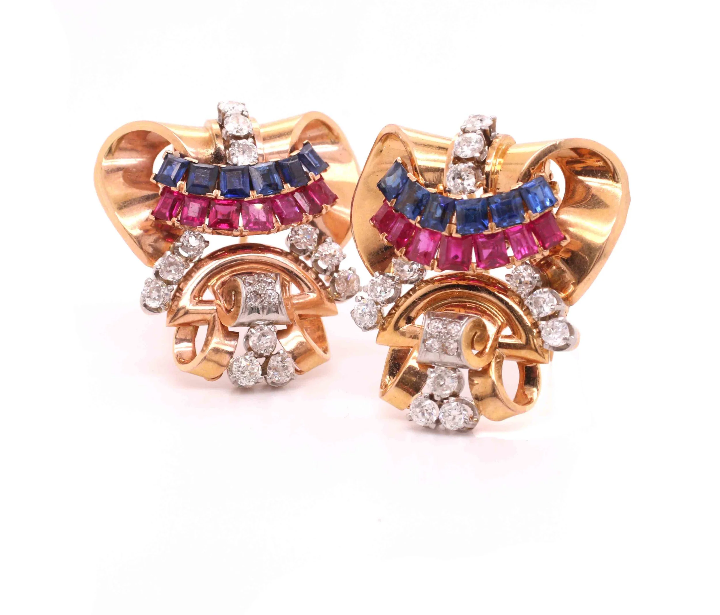 Vintage Gem Set Clips Brooches