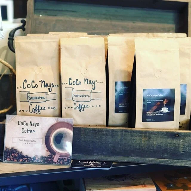 CoCo Nays Coffee just arrived! Roasted locally from Greenwood, SC.  Columbian and Sumatra.  So smooth and refreshing!