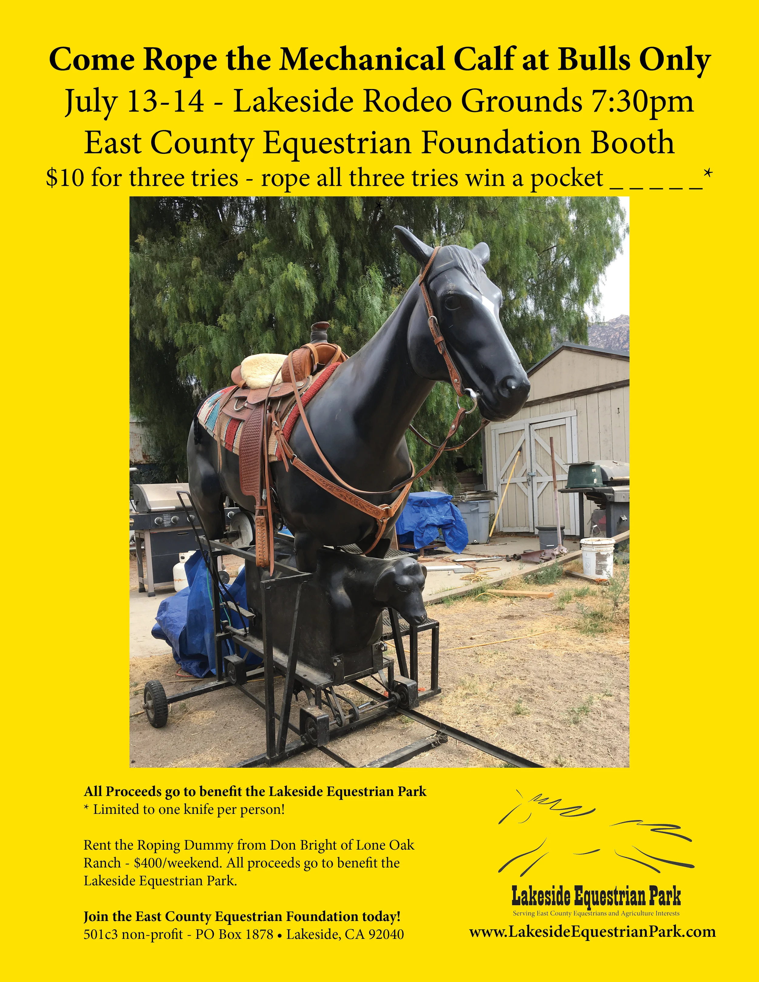 Flyer for the East County Equestrian Foundation