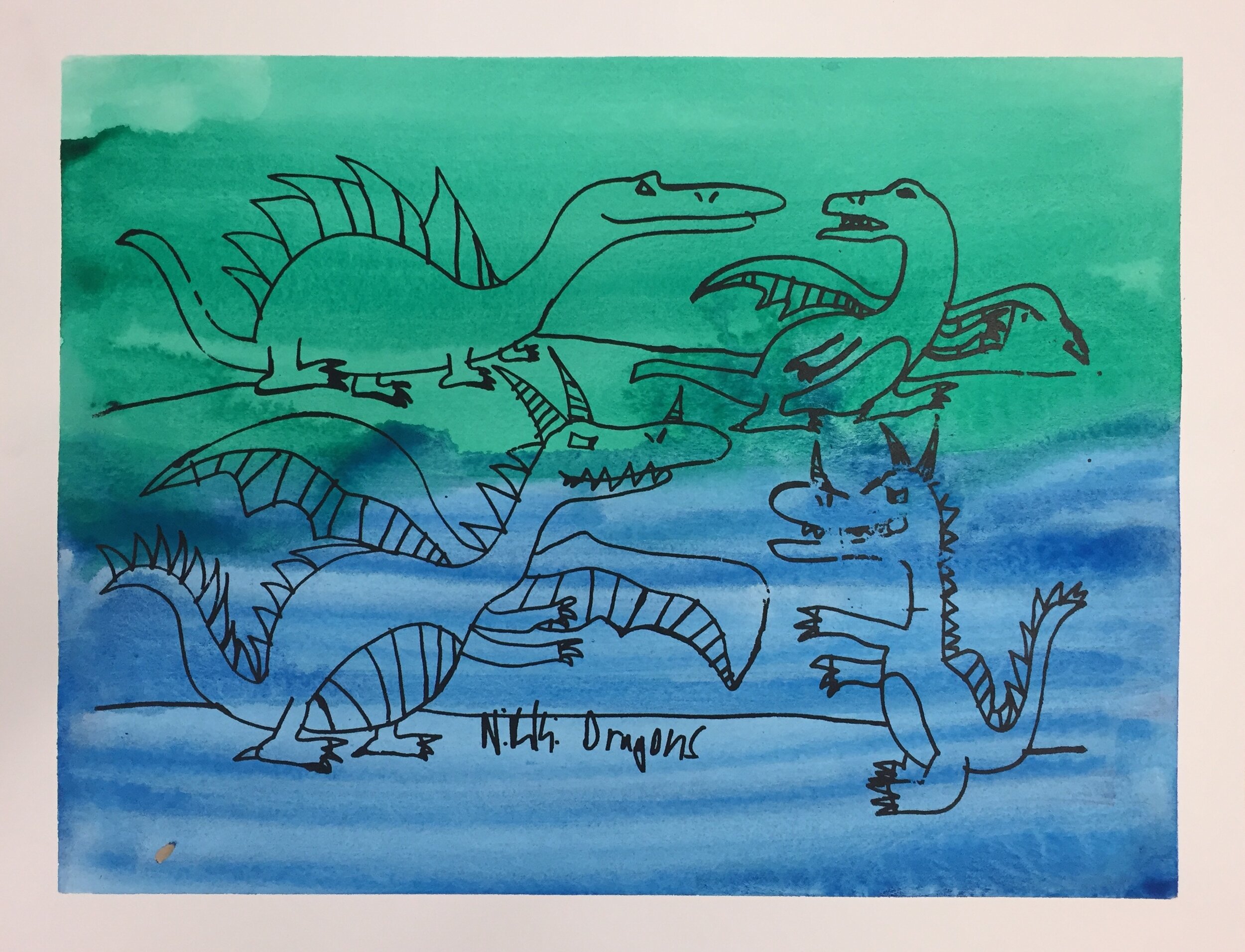 Nikki Ordaz - Dragons (on green and blue)