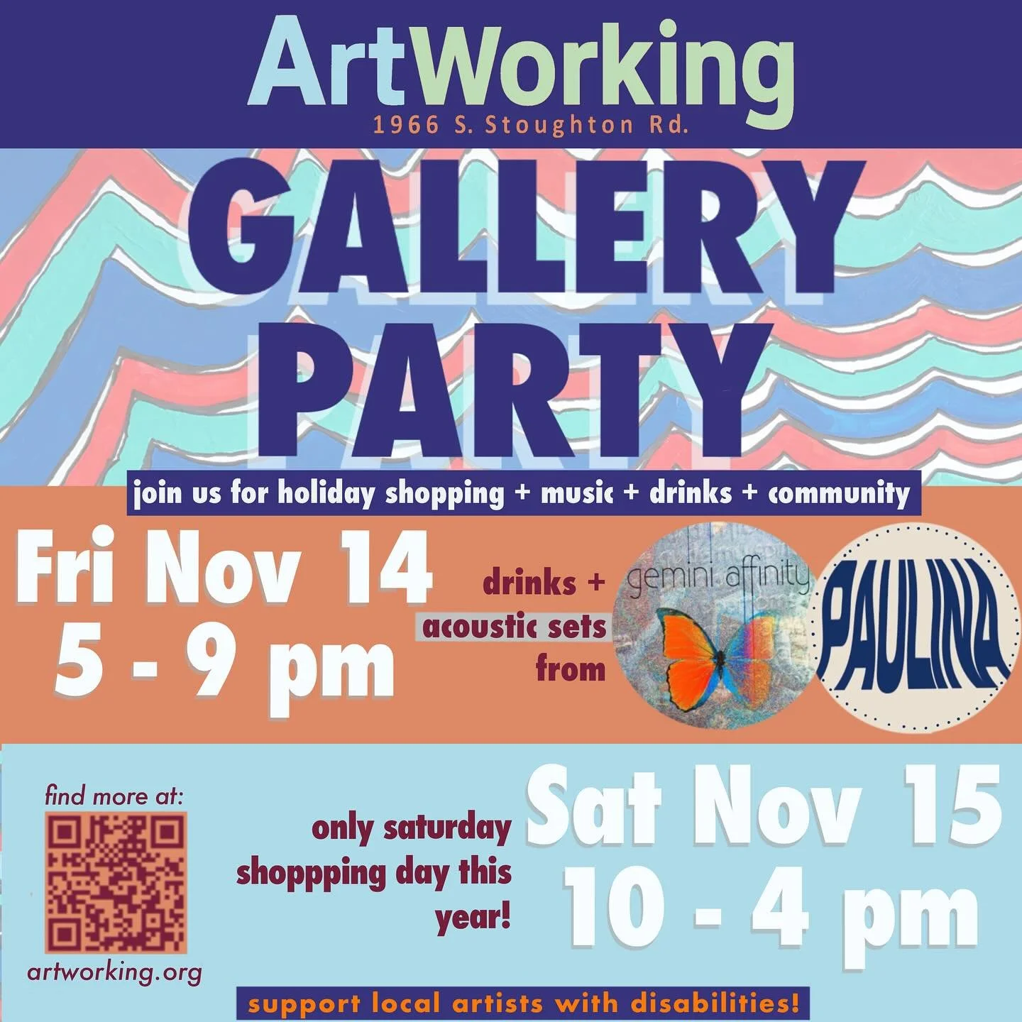 NEXT FRIDAY NOV 14th - live music with @paulinatheband from 5-9

SATURDAY NOV 15th- only weekend shopping day of the season!

Join us in the studio to do holiday shopping, enjoy a drink and some tunes, and check out all the new stuff we have been wor