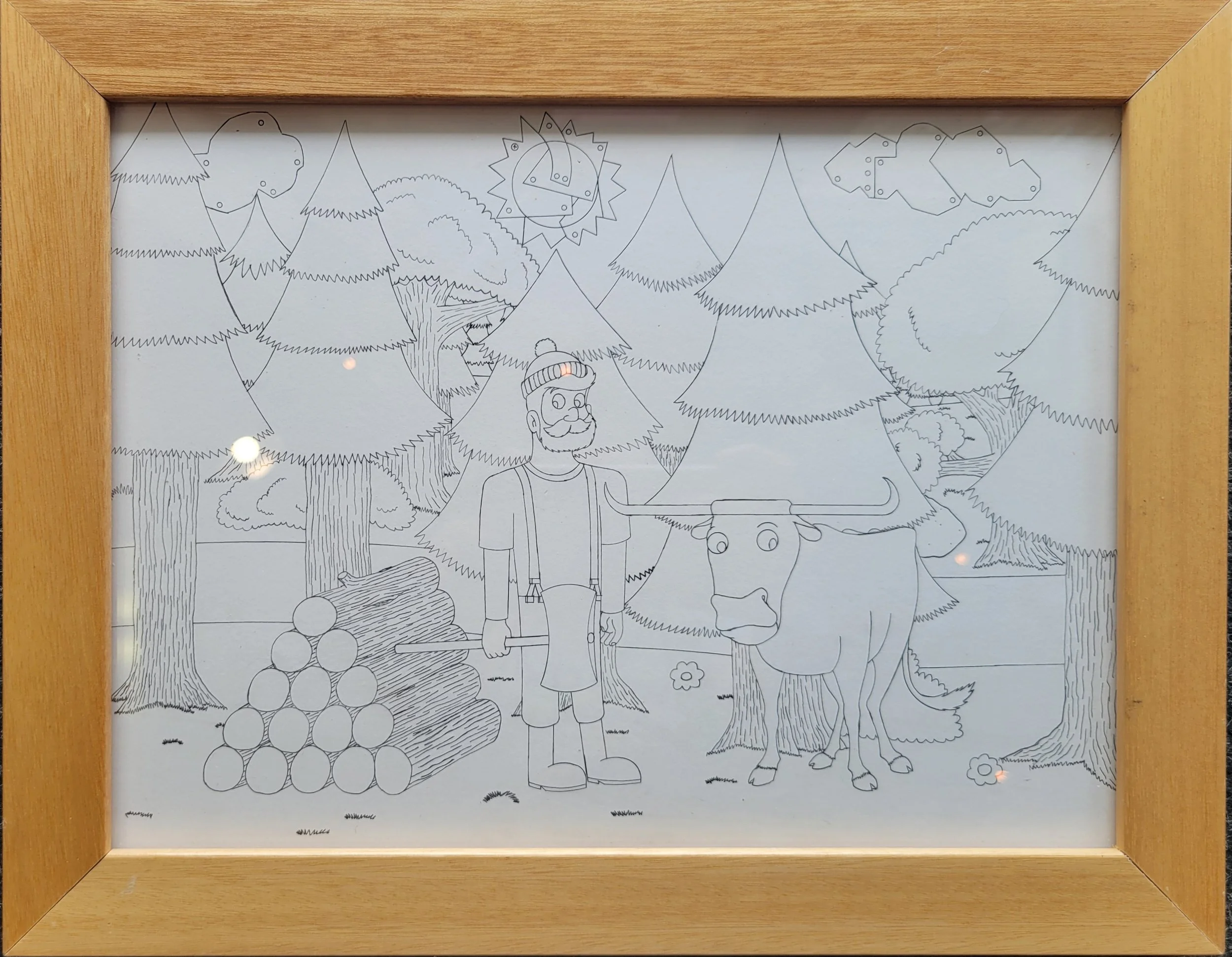 Jacob Slovacek - Paul Bunyan and Babe the Ox *Framed