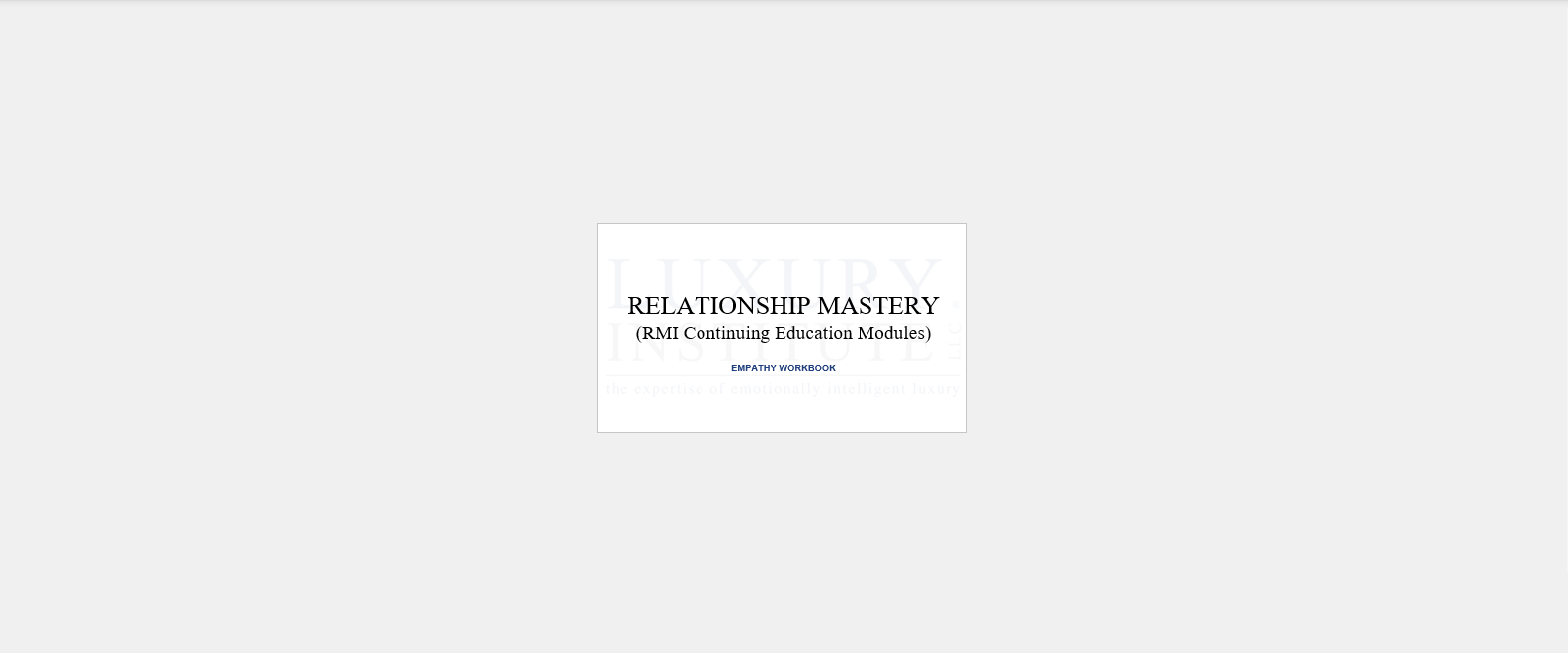 Individual License-Luxury Institute-Relationship Mastery System-EMPATHY Workbook