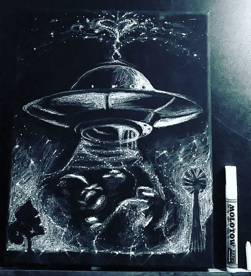 A Tiny Human Bean Prisma colored pencil & Molotow acrylic paint marker on 11x14 inch black canvas ~ a surprise gift for a new Mom from Dad ORIGINAL SOLD.