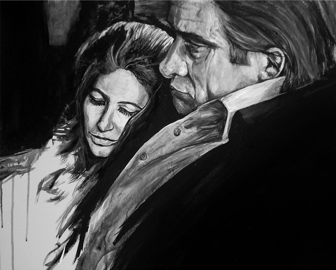 I want a love like Johnny & June ~ Acrylic & India ink on 20x30 inch canvas ORIGINAL SOLD.