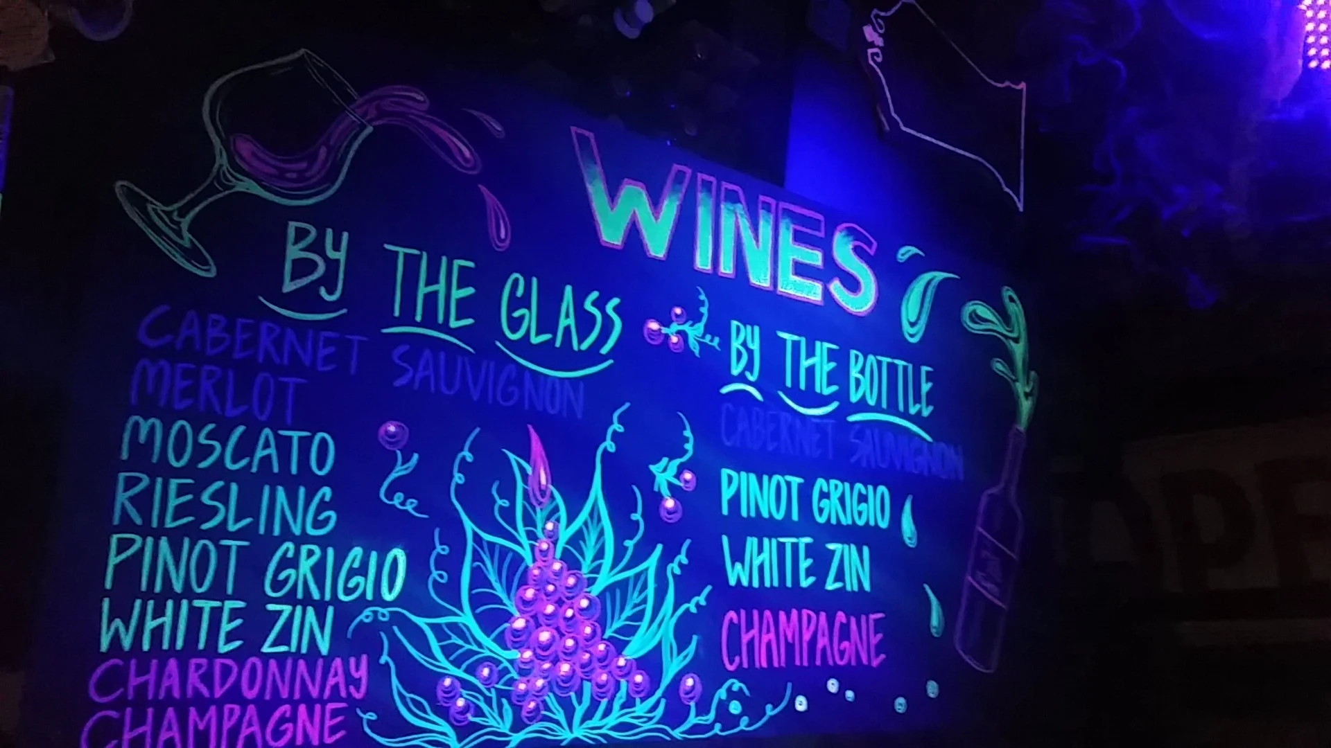 Wine menu at Kenosha Fusion