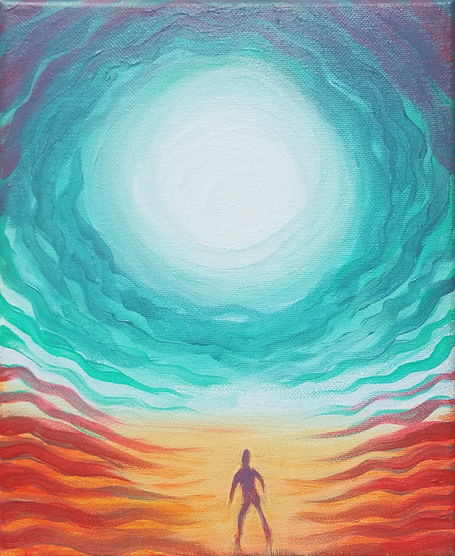 The Lunar Incentive ~ in spirit of the full moon in Virgo on February 20, 2019, I painted this moon man for my first live painting video (on Instagram ). Had so much fun with this one! This GIF shows the progress after the live video, finalized in the studio, and then under blacklight.