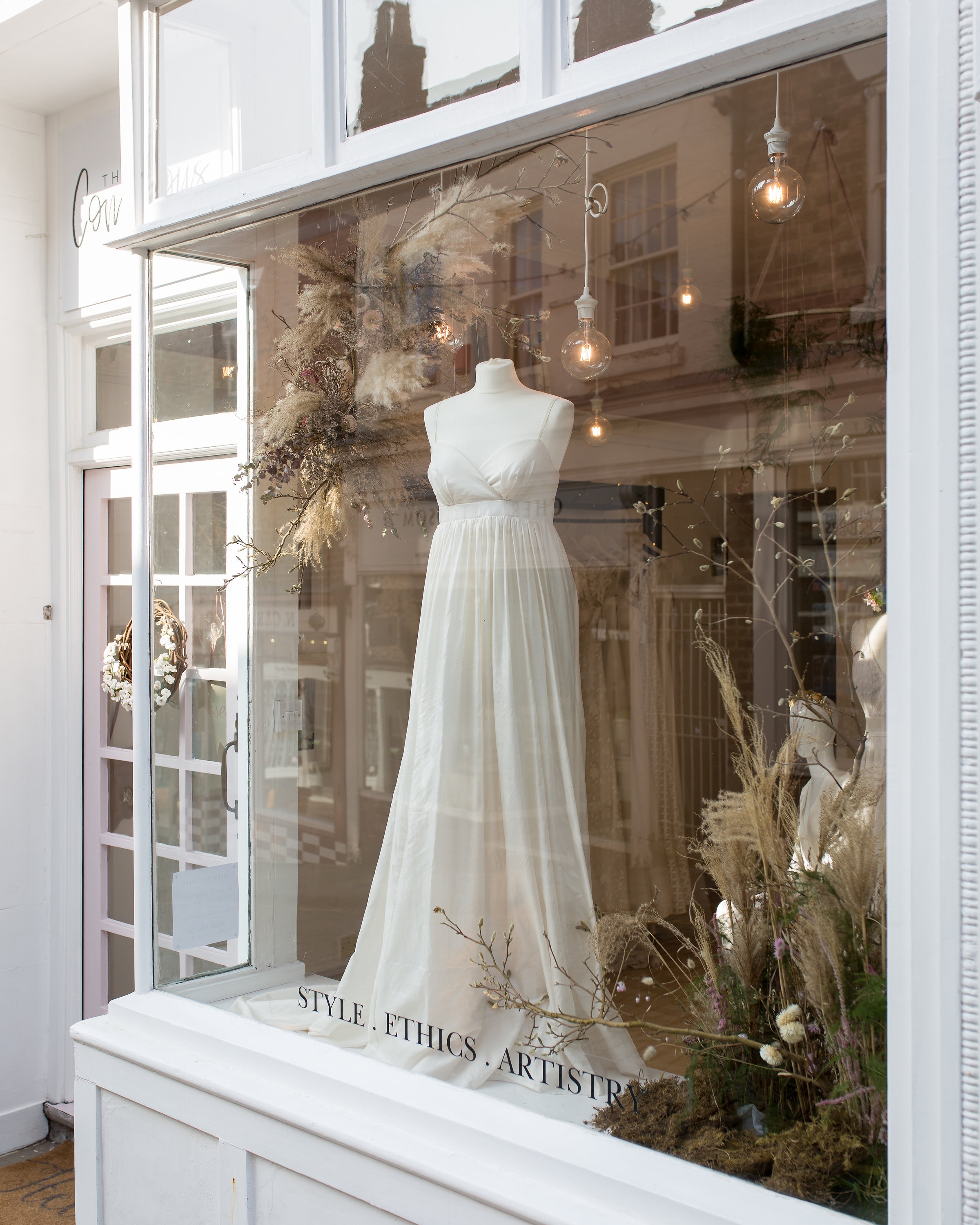 Shop window for The Conscious Bride- an ethical wedding shop. Photo courtesy of Charlotte Palazzo Photography.