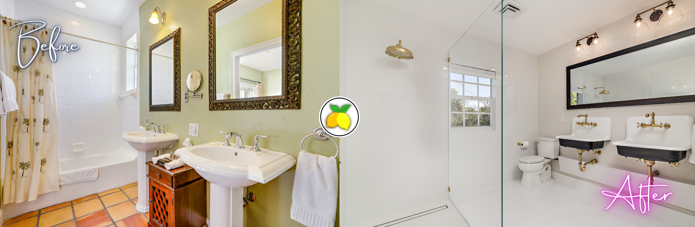 Before and after bathroom renovation: Grandview Gardens Bed and Breakfast