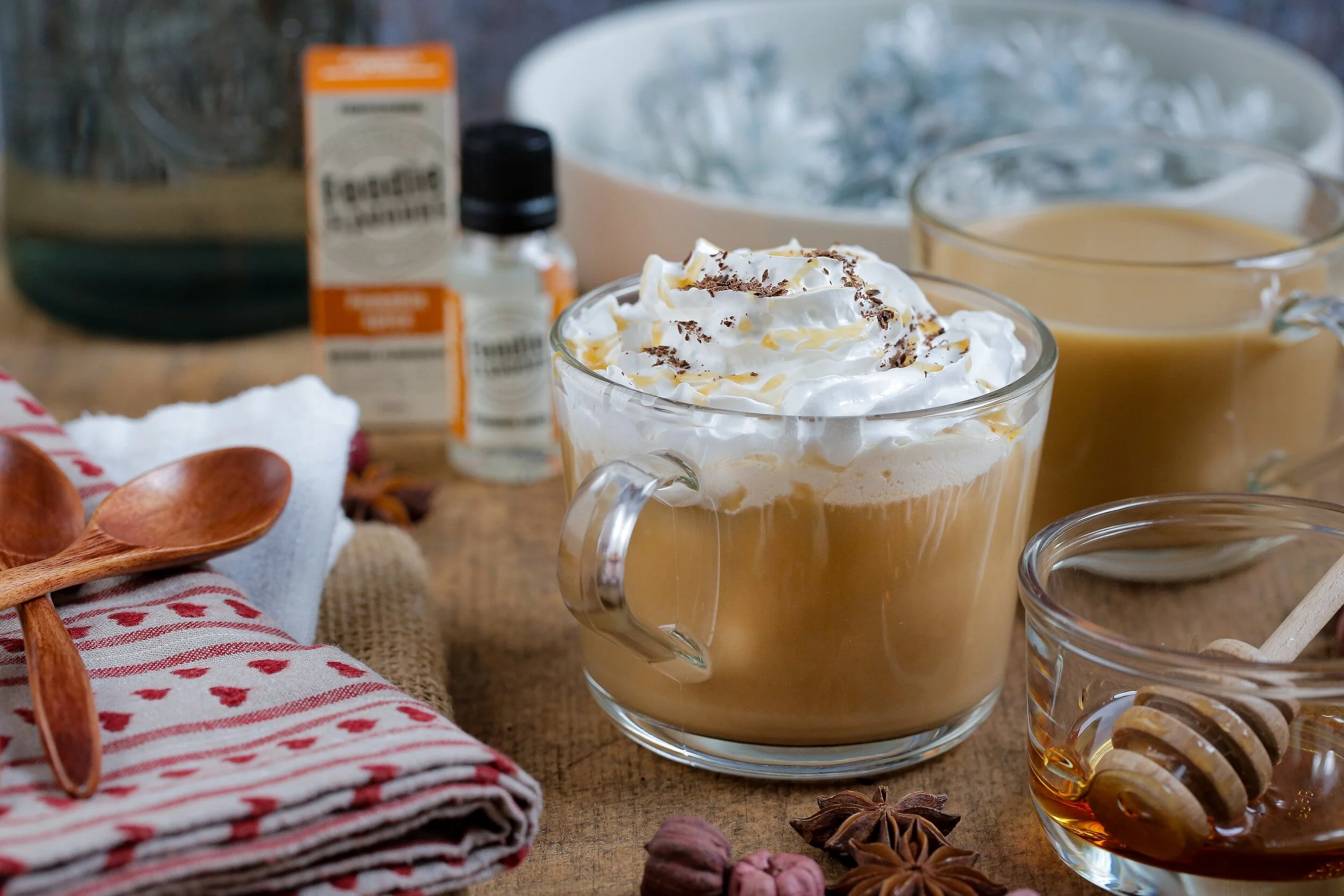 spice up pumpkin latte with toppings cocoa ice cream whipped cream